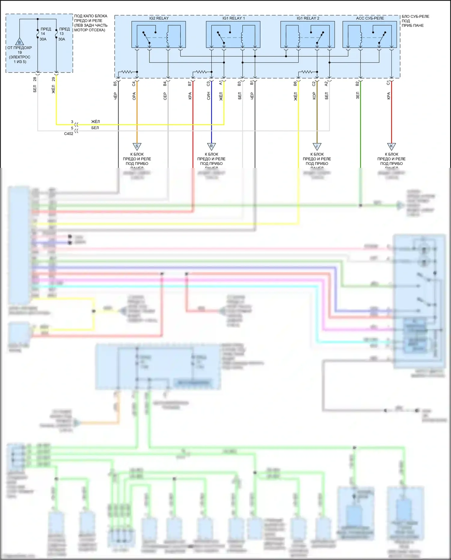 Crosstour Honda I рестайлинг (2012-2015): 3.5л, электросхема блока предохранителей реле (2 из 5) 