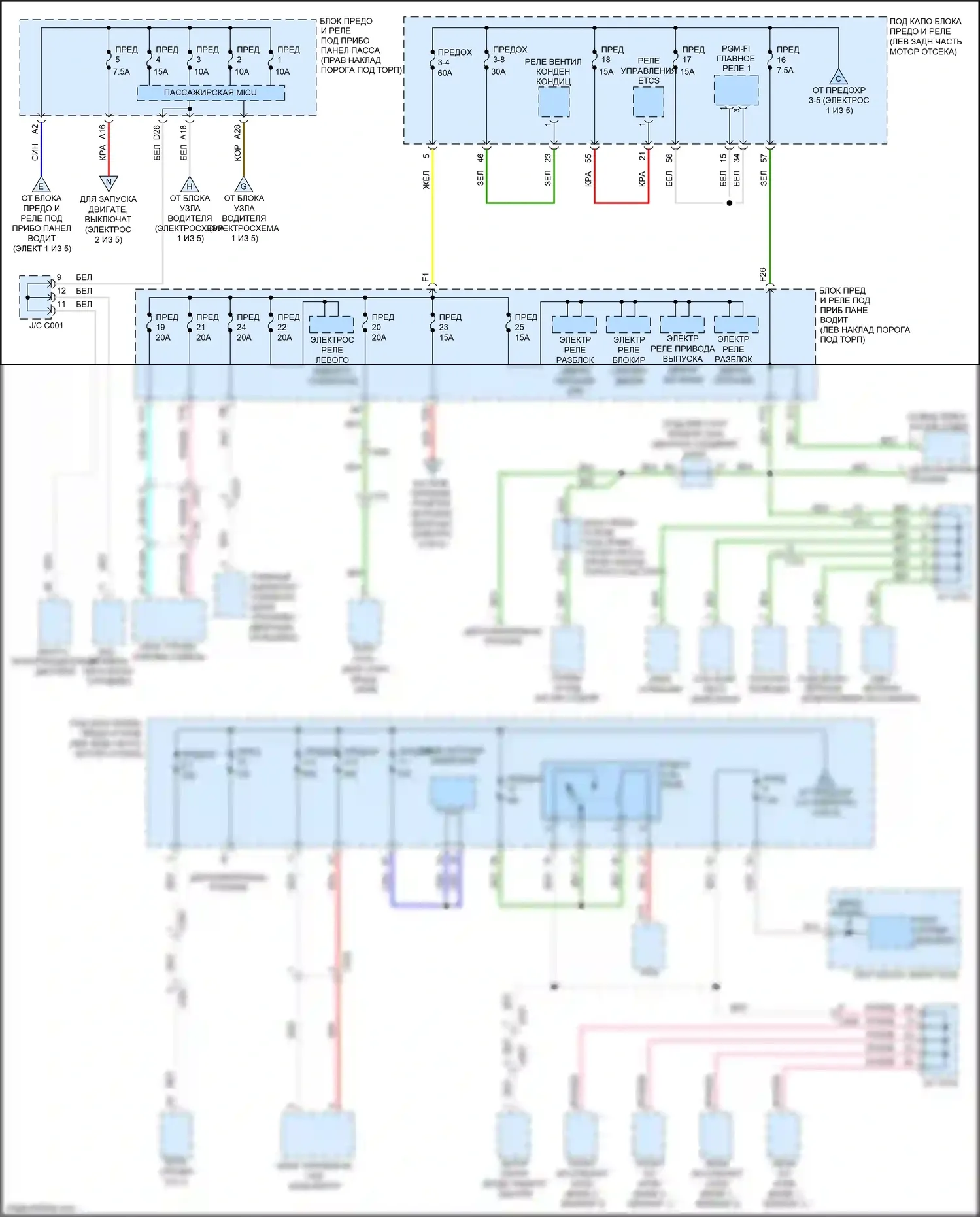 Crosstour Honda I рестайлинг (2012-2015): 3.5л, электросхема блока предохранителей-реле (5 из 5) 