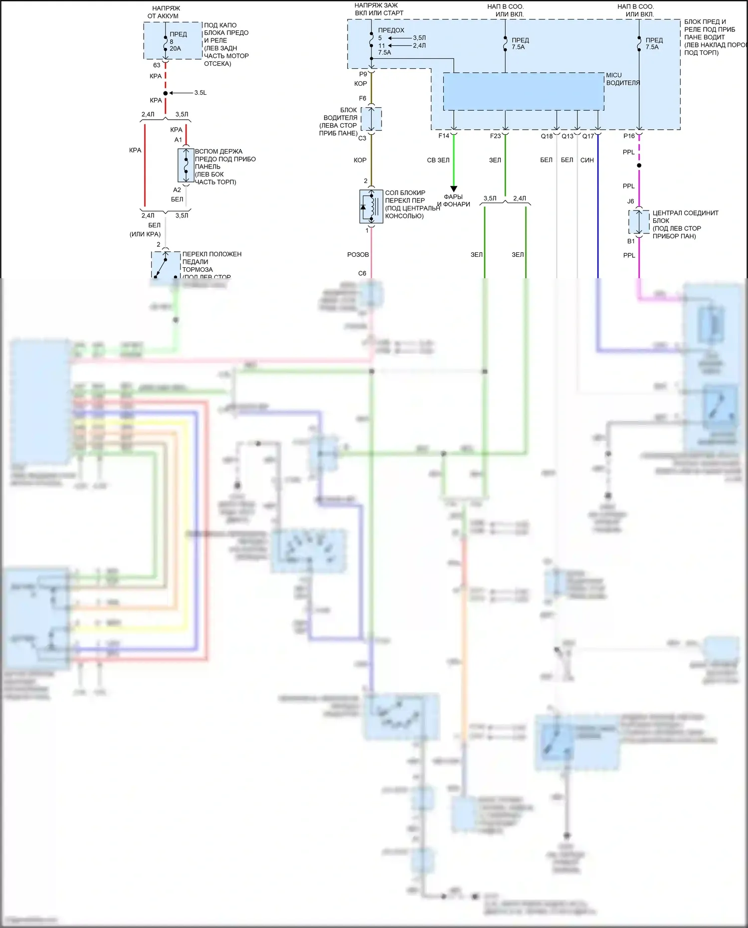 Crosstour Honda I рестайлинг (2012-2015): Электросхема блокировки селектора 