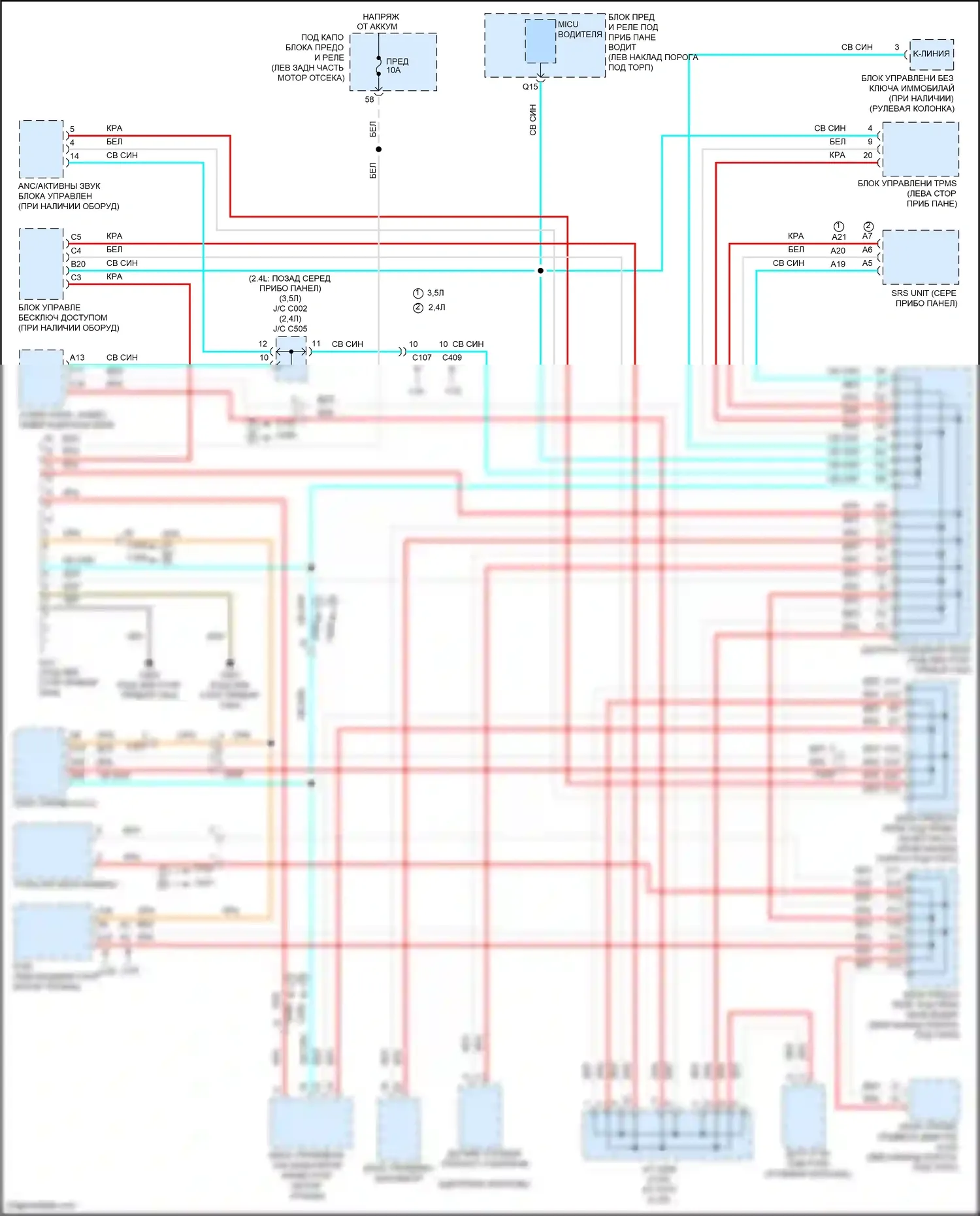 Crosstour Honda I рестайлинг (2012-2015): Электросхема диагностического разхъема 