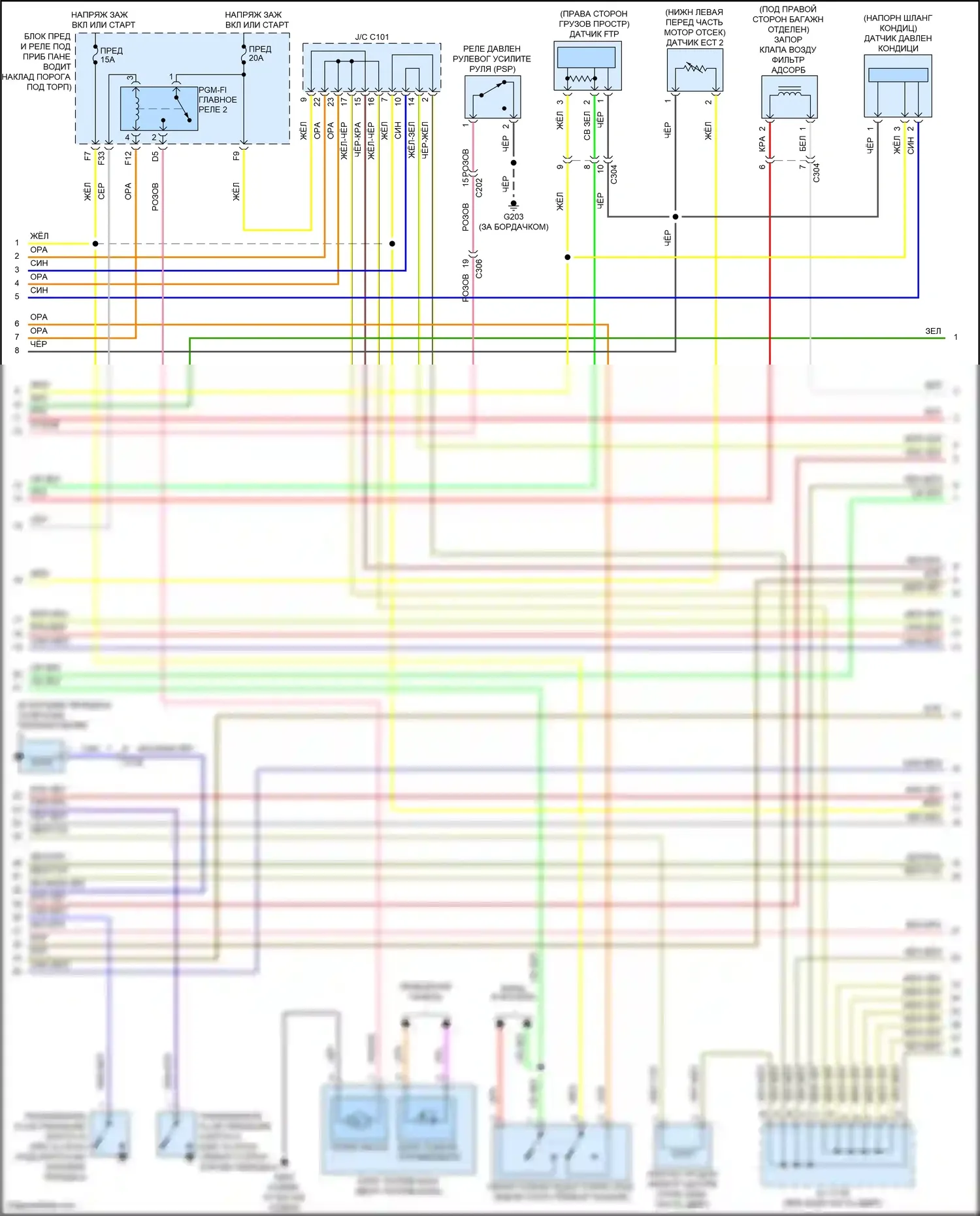 Crosstour Honda I рестайлинг (2012-2015): Электросхема двигателя 2.4л (2 из 5) 