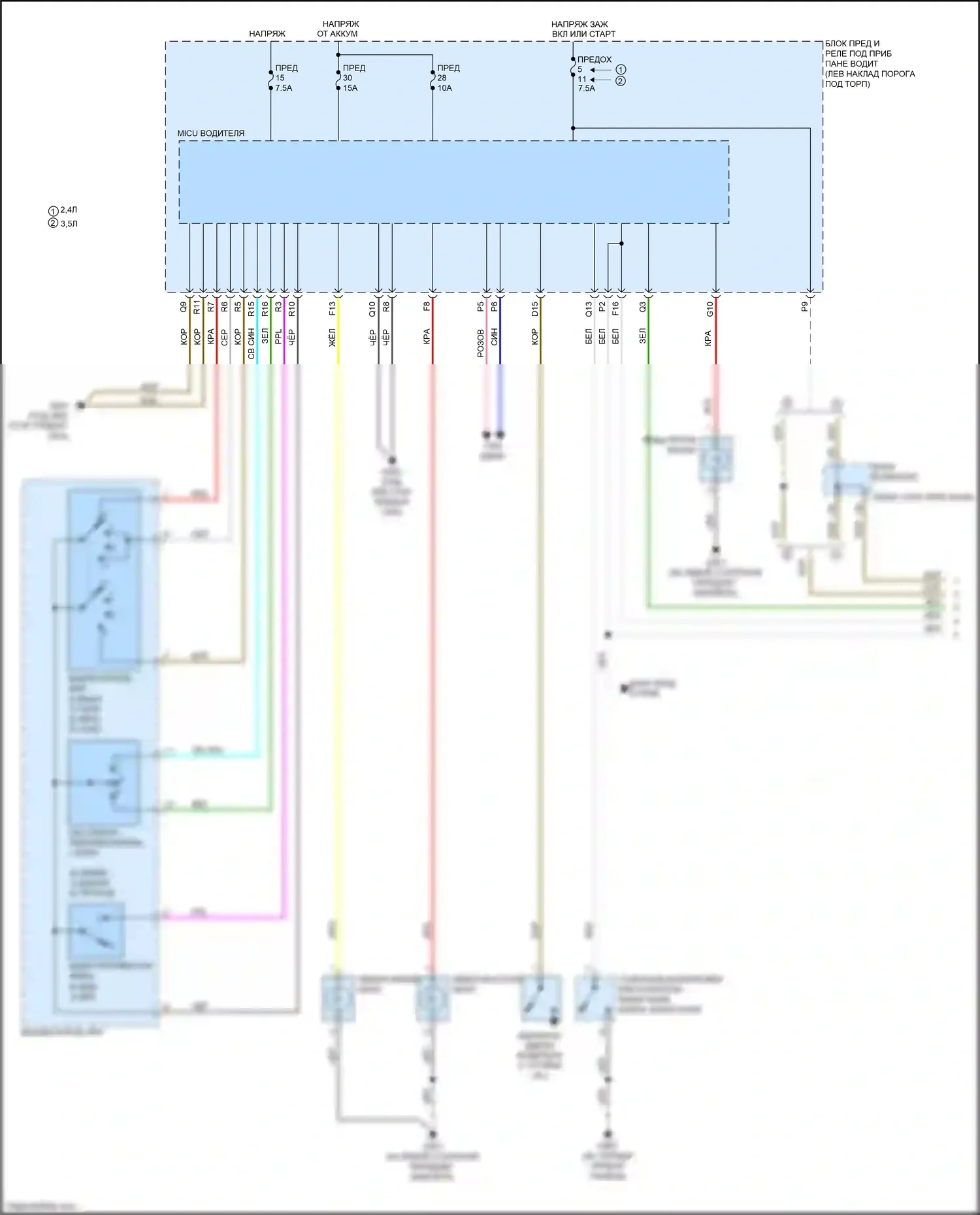 Crosstour Honda I рестайлинг (2012-2015): Электросхема фар (1 из 2) 