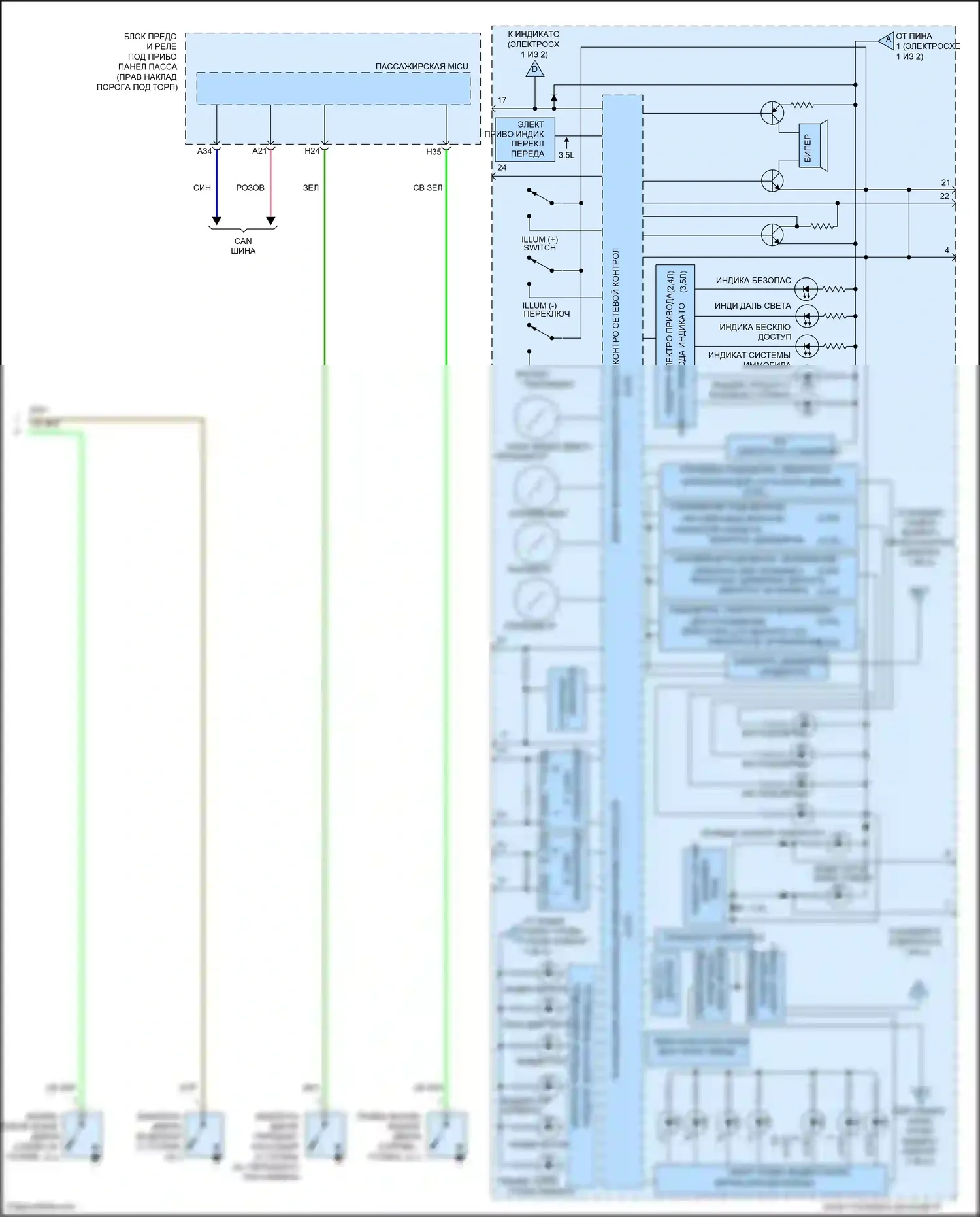 Crosstour Honda I рестайлинг (2012-2015): Электросхема приборной панели (2 из 2) 