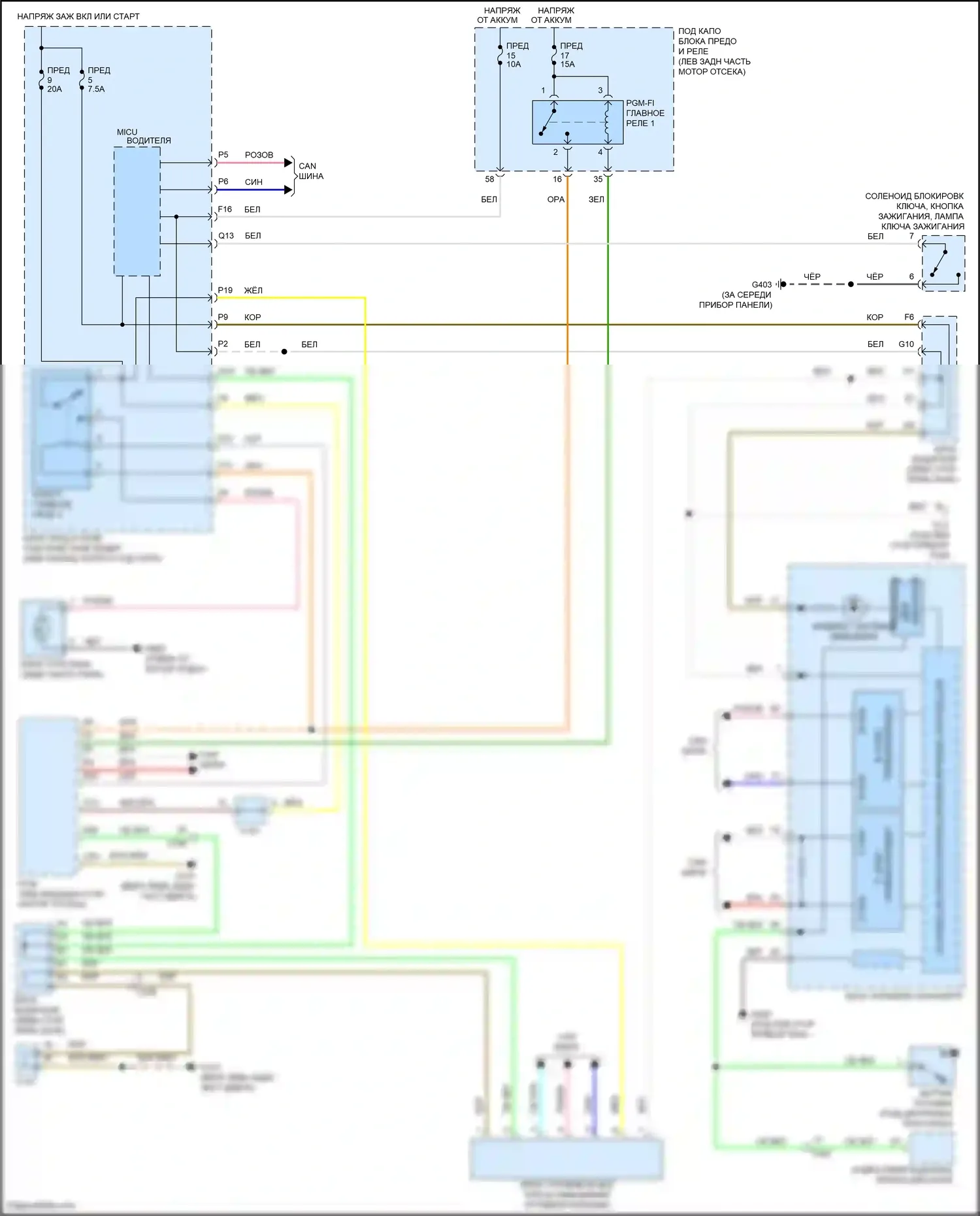 Crosstour Honda I рестайлинг (2012-2015): Электросхема иммобилайзера 