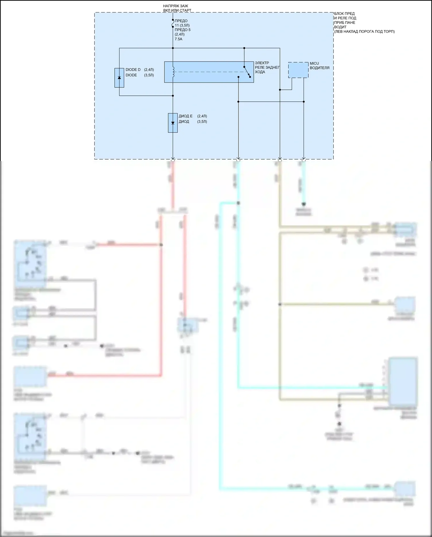 Crosstour Honda I рестайлинг (2012-2015): Электросхема управления зеркалами заднего вида 