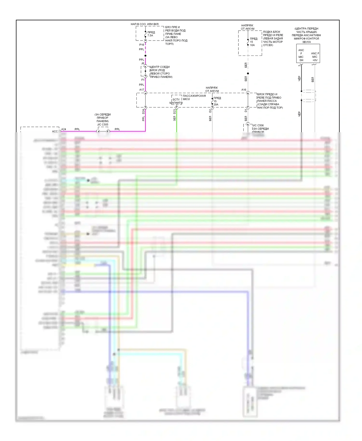 Crosstour Honda I (2009-2012): Электросхема базовой магнитолы (1 из 3) 