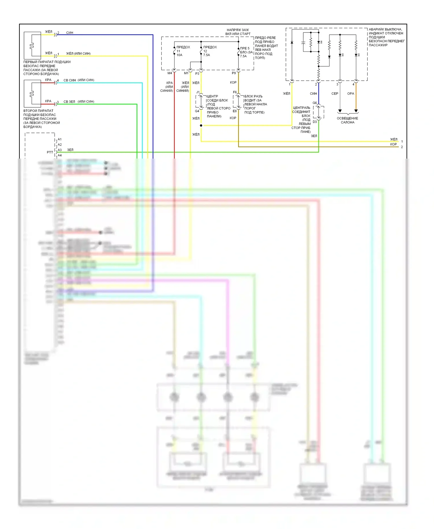Crosstour Honda I (2009-2012): Электросхема подушек безопасности (1 из 3) 