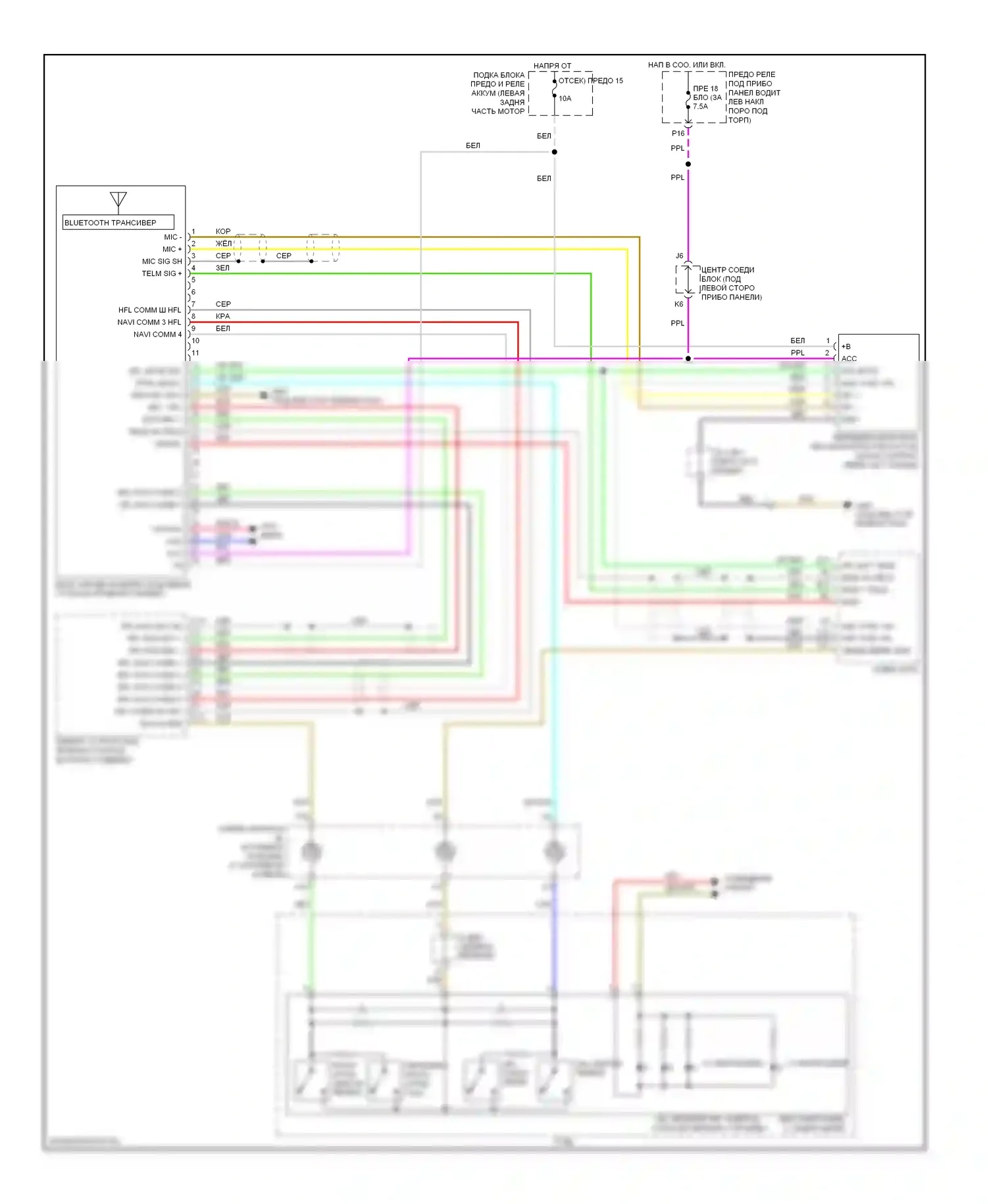 Crosstour Honda I (2009-2012): Электросхема блока громкоговорящей связи, кроме аксессуара honda 