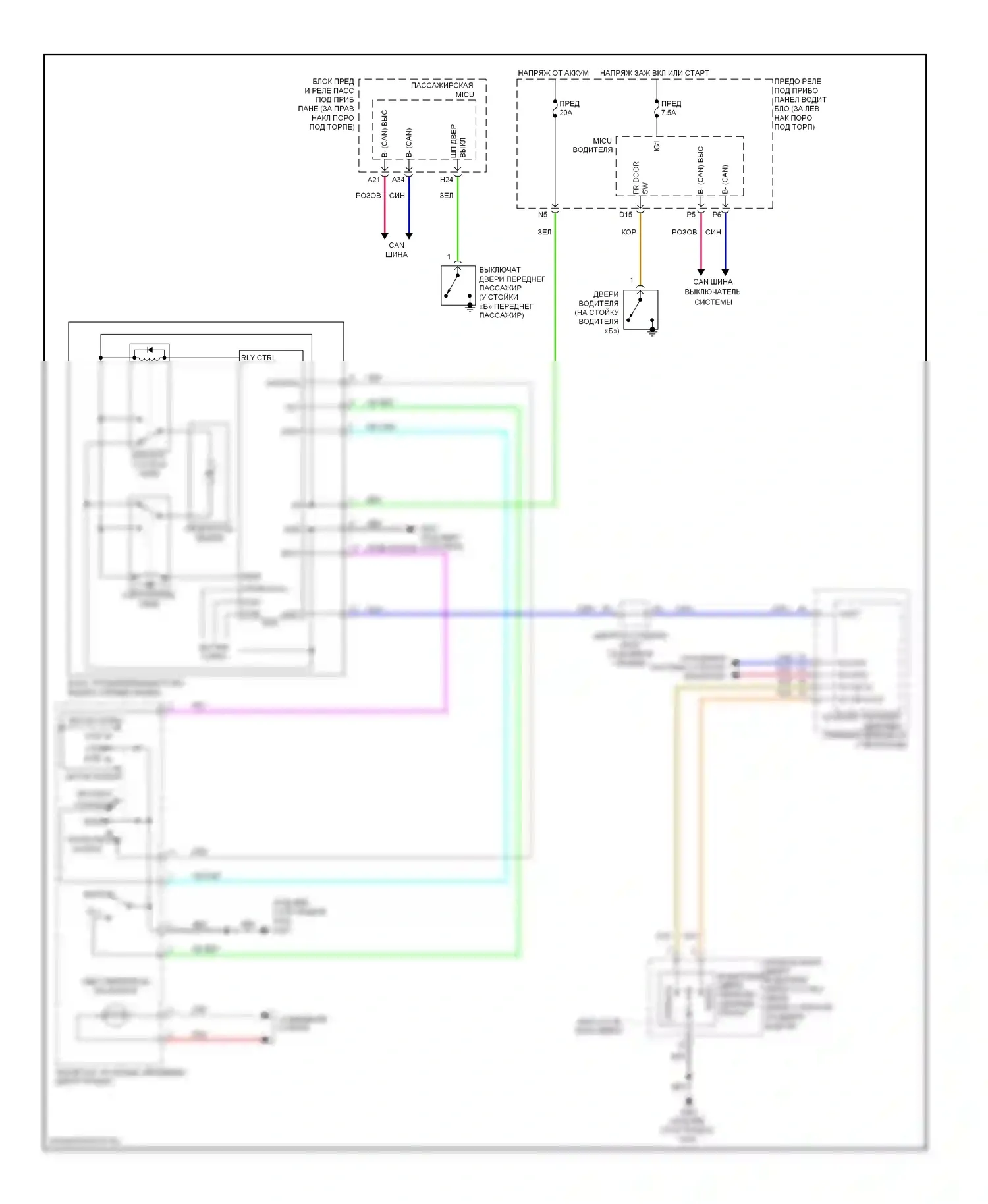 Crosstour Honda I (2009-2012): Электросхема складной крыши/люка 