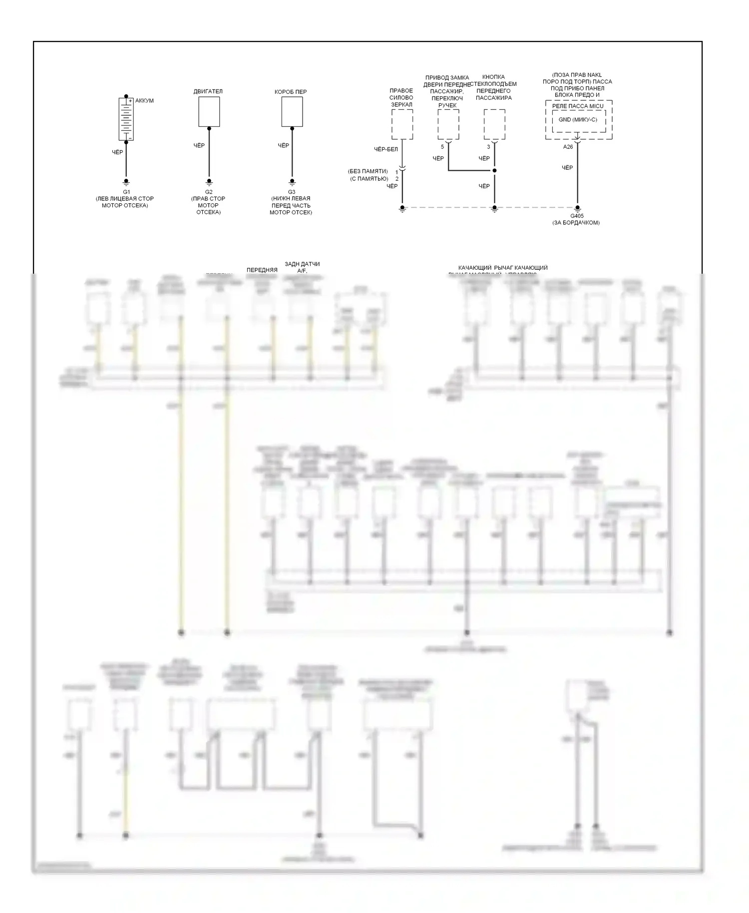 Crosstour Honda I (2009-2012): Электросхема точек подключения масс (1 из 4) 