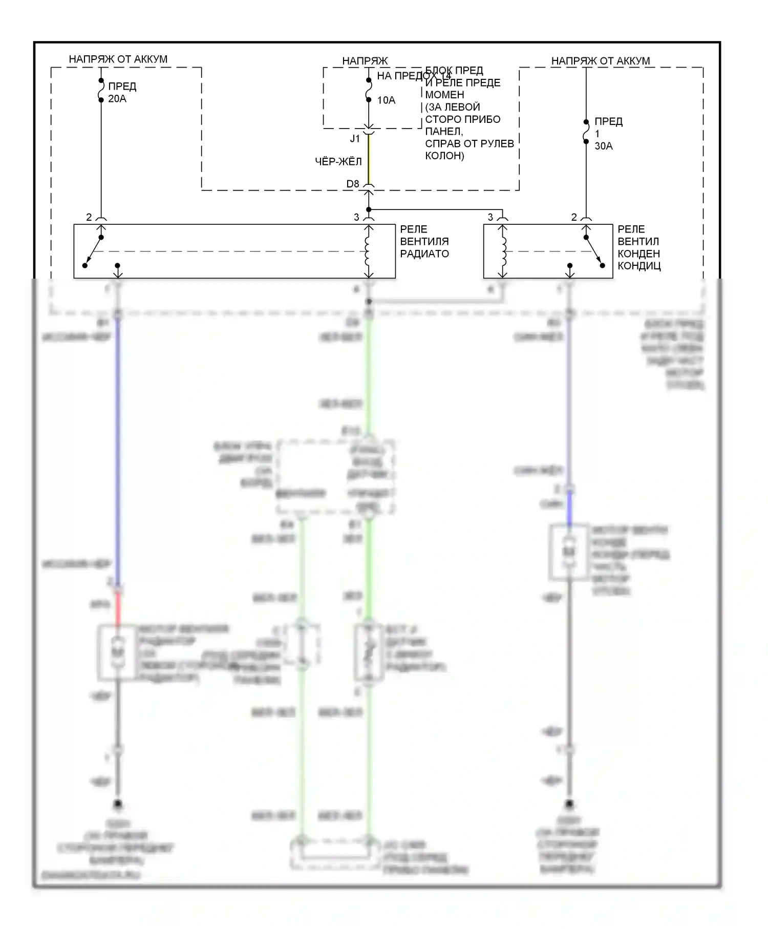 Element Honda I (2004-2009): Электросхема вентилятора охлаждения 