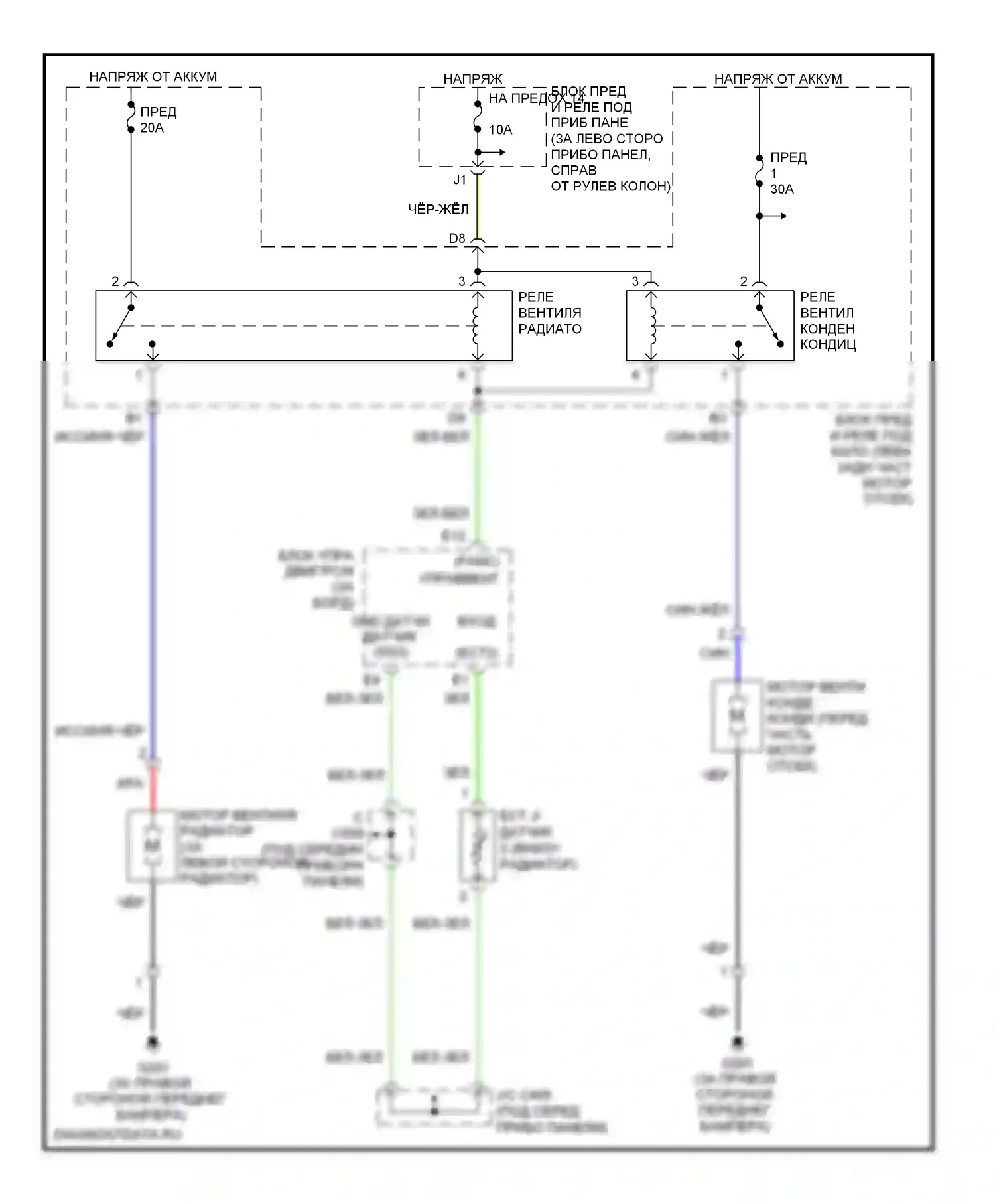 Element Honda YH2 рестайлинг 2 (2008-2011): Электросхема вентилятора охлаждения 
