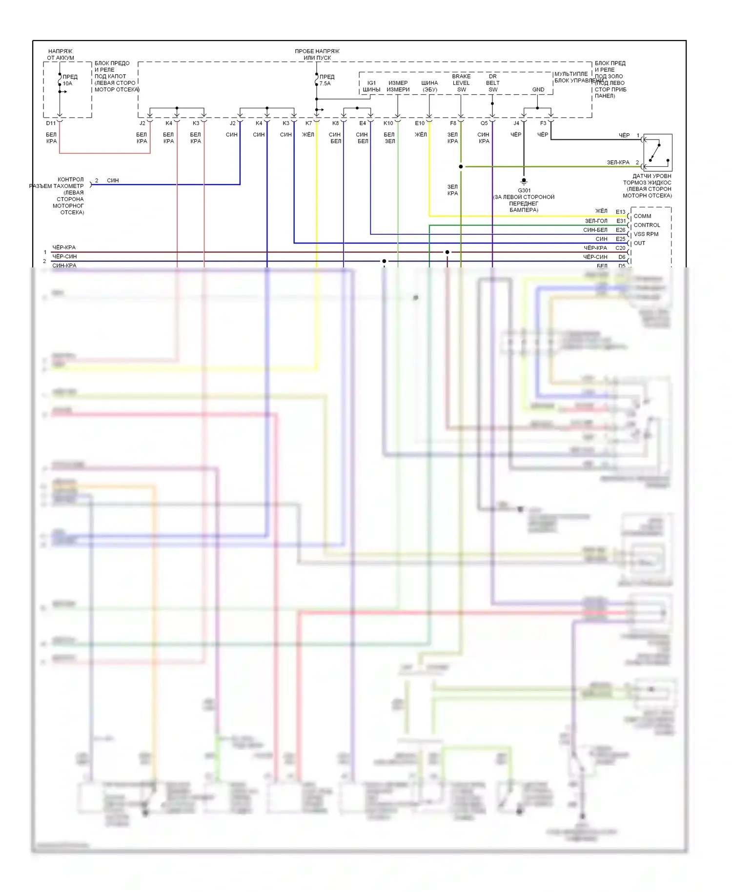 Element Honda YH2 (2003-2006): Электросхема приборной панели (2 из 2) 