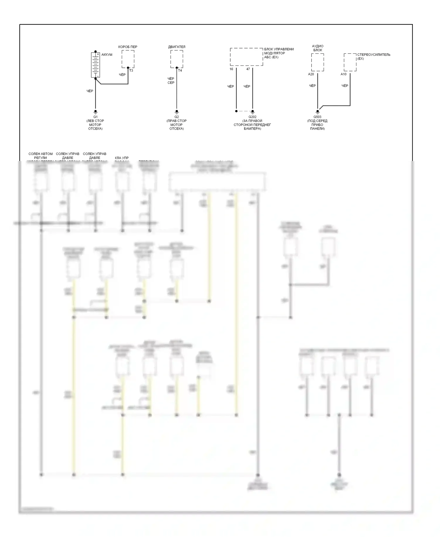 Element Honda YH2 (2003-2006): Электросхема точек подключения масс (1 из 4) 