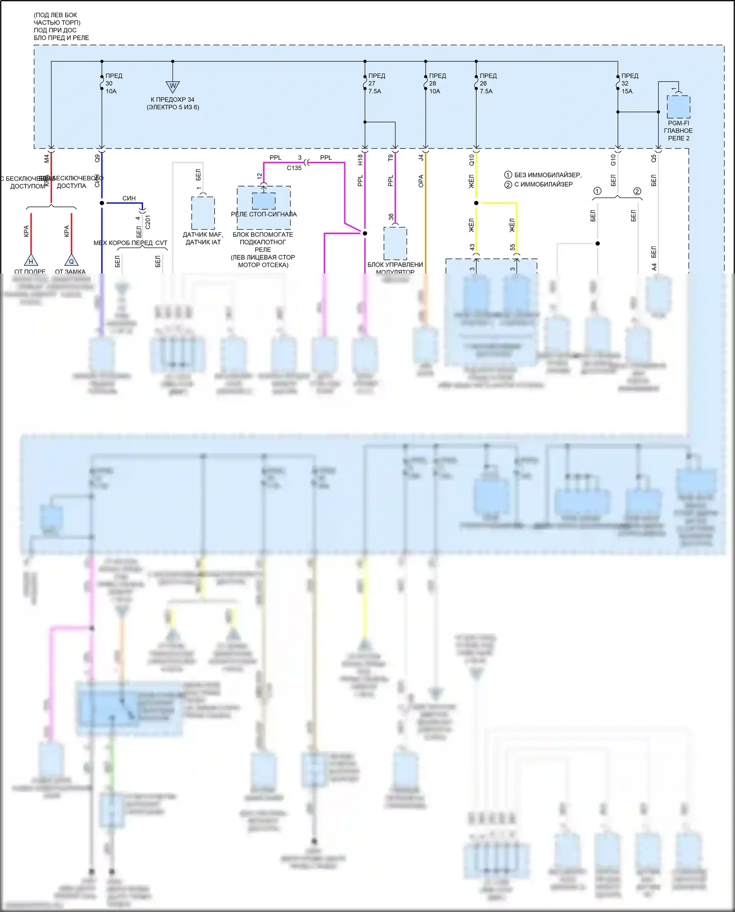 Fit Honda GP рестайлинг (2017-2020): Электросхема блока предохранителей реле (2 из 6) 