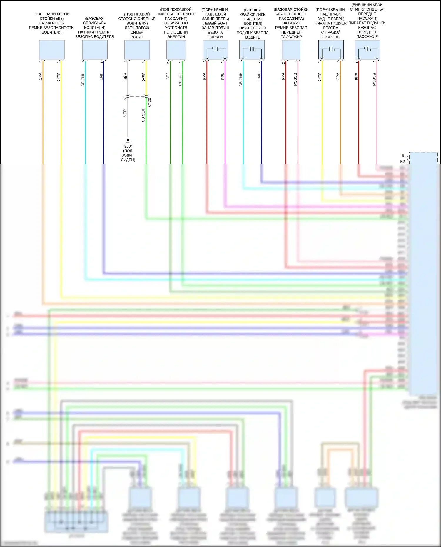 Fit Honda GP рестайлинг (2017-2020): Электросхема подушек безопасности (3 из 3) 