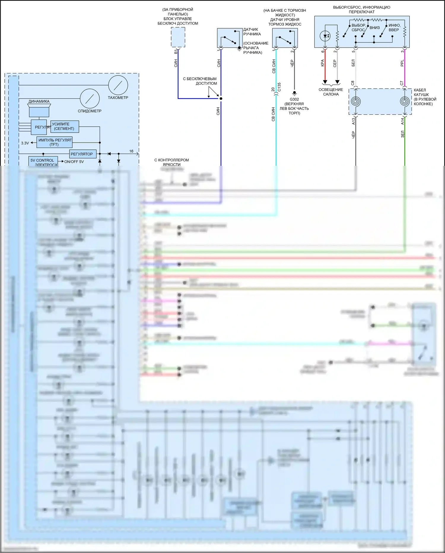 Fit Honda GR (2019-2022): Электросхема приборной панели, с многоинформационным дисплеем (1 из 3) 