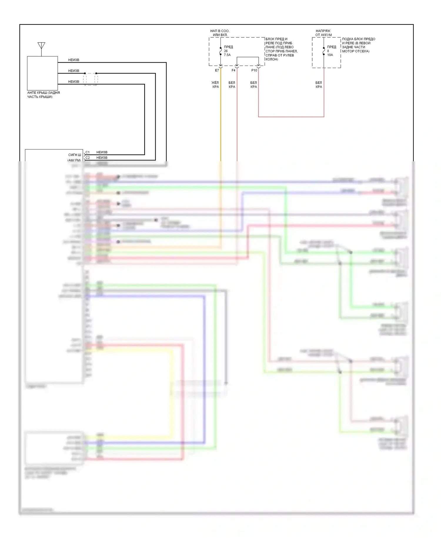 Fit Honda I (2004-2009): Электросхема магнитолы 