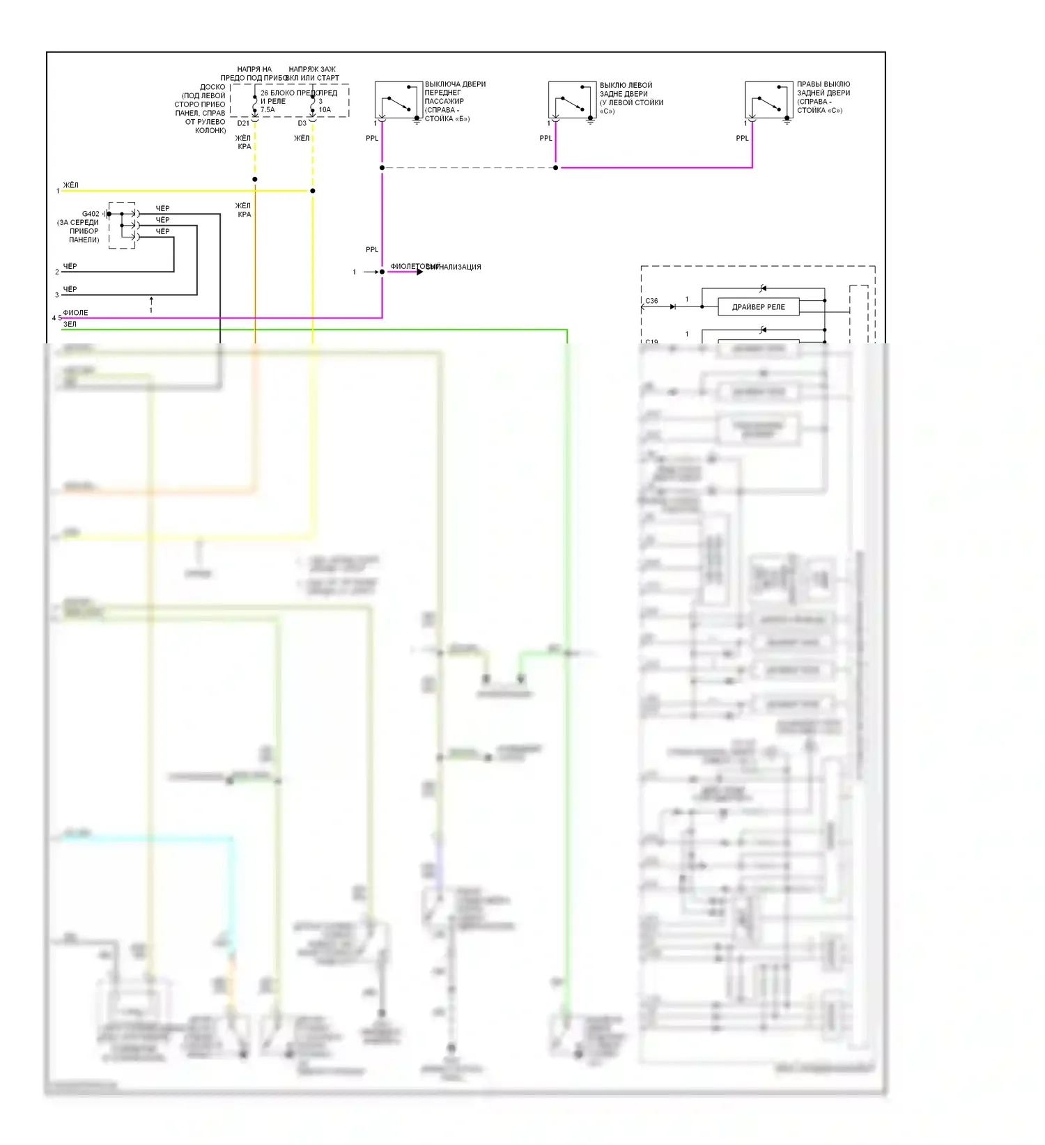 Fit Honda I (2004-2009): Электросхема приборной панели (2 из 2) 