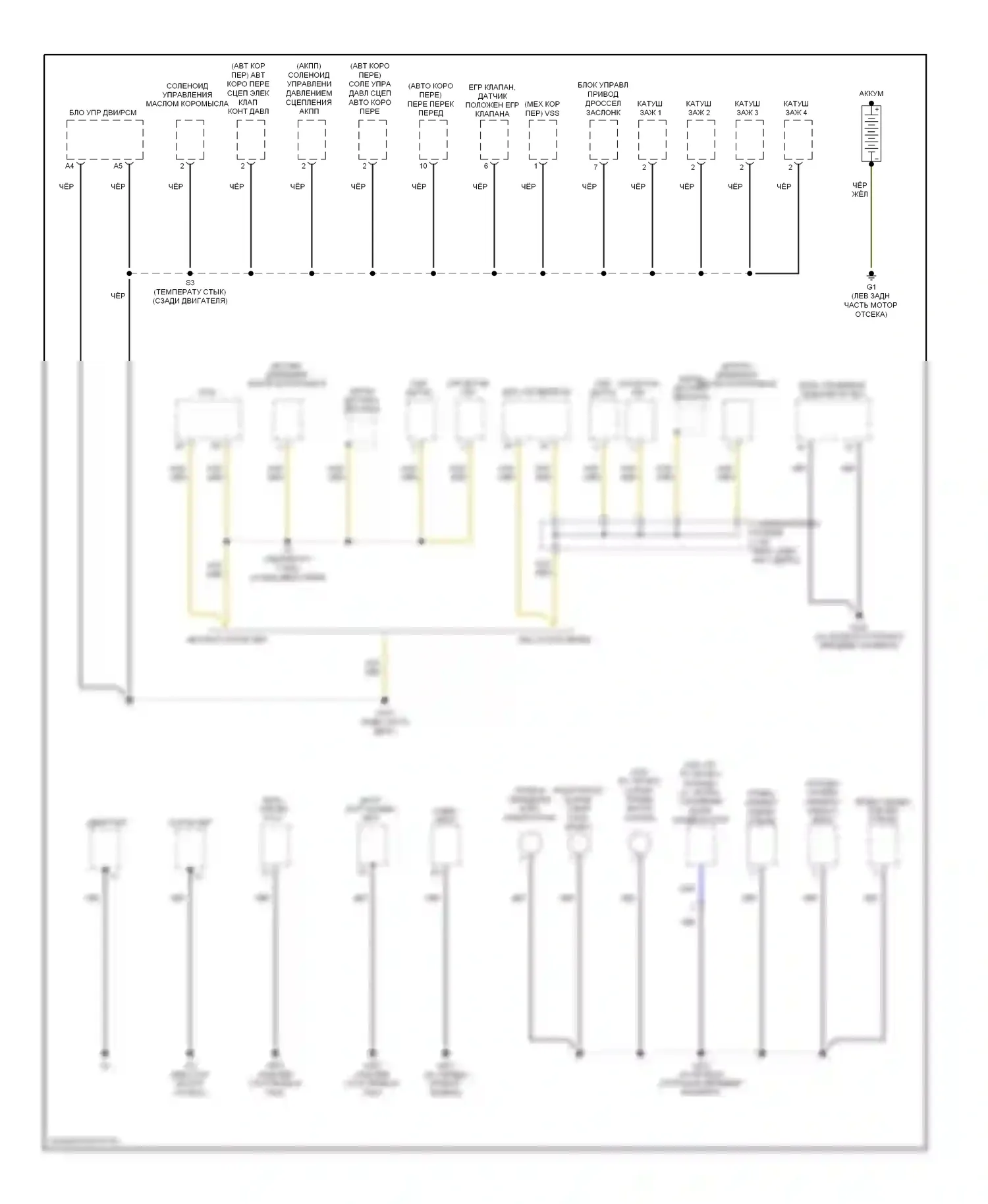 Fit Honda I (2004-2009): Электросхема точек подключения масс (1 из 3) 