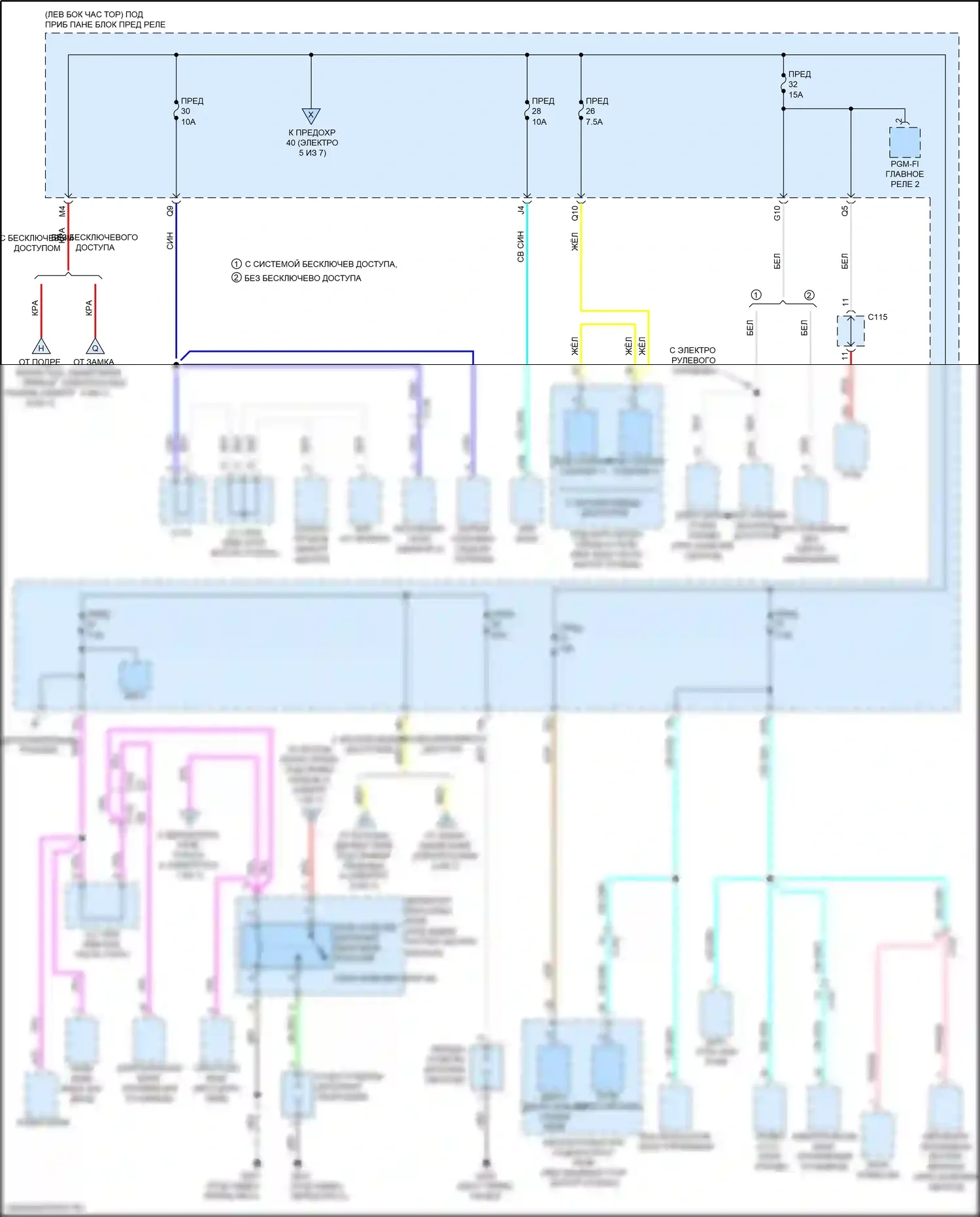 HR-V Honda II рестайлинг (2018-2022): Электросхема блока предохранителей реле (2 из 7) 
