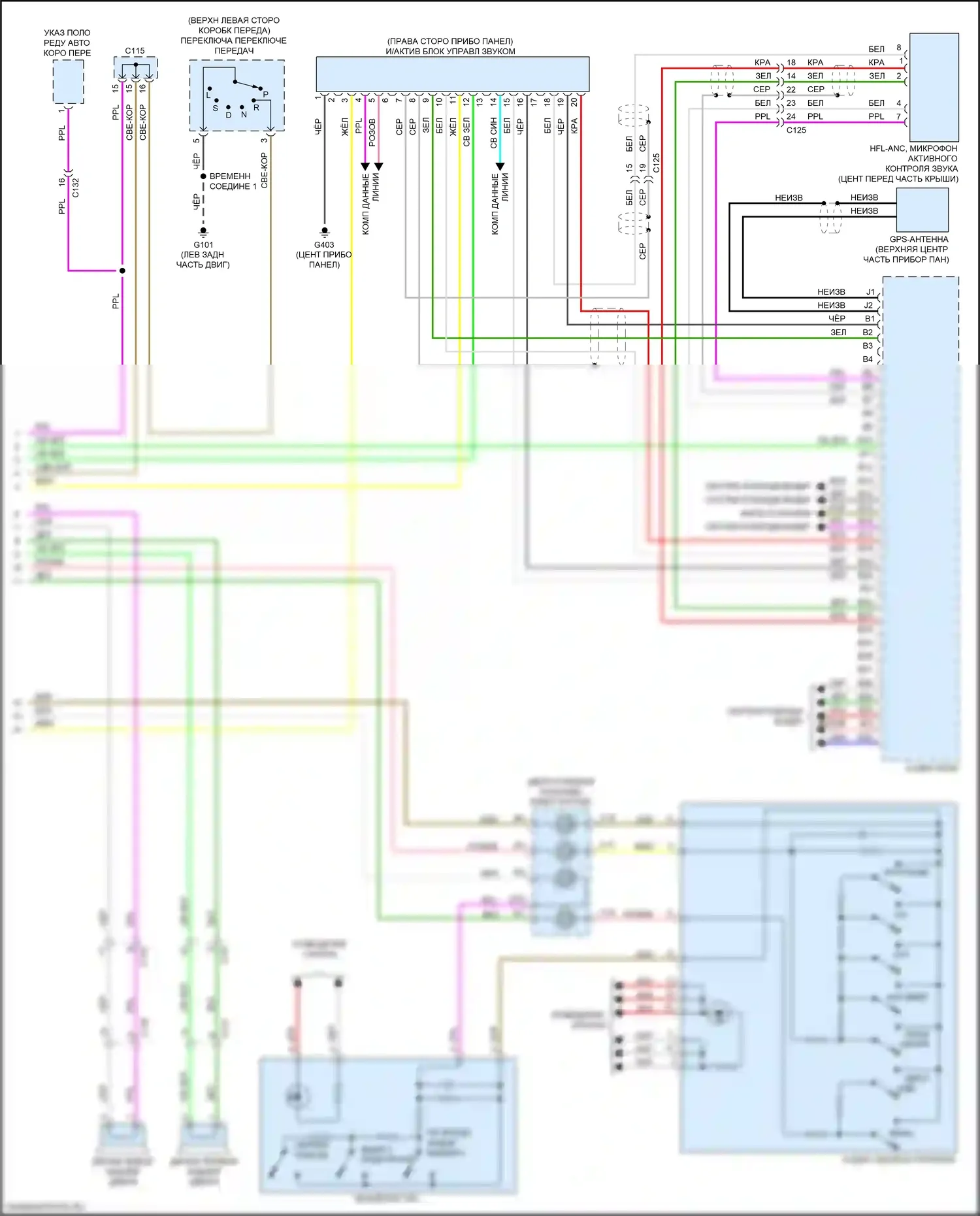 HR-V Honda II рестайлинг (2018-2022): Электросхема магнитолы, без навигации, с дисплеем звука (2 из 2) 
