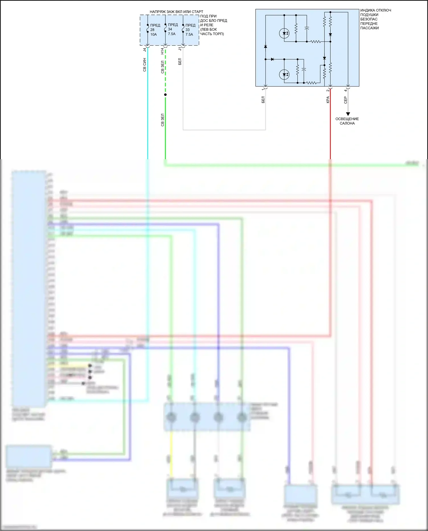 HR-V Honda II рестайлинг (2018-2022): Электросхема подушек безопасности (1 из 3) 