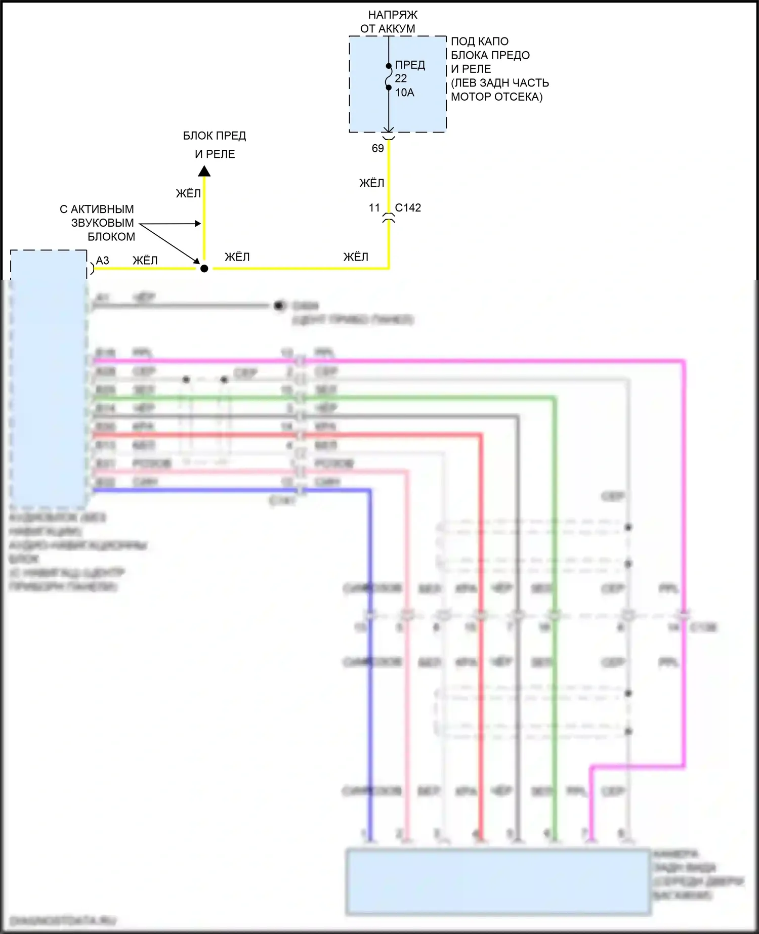 HR-V Honda II рестайлинг (2018-2022): Электросхема задней камеры 