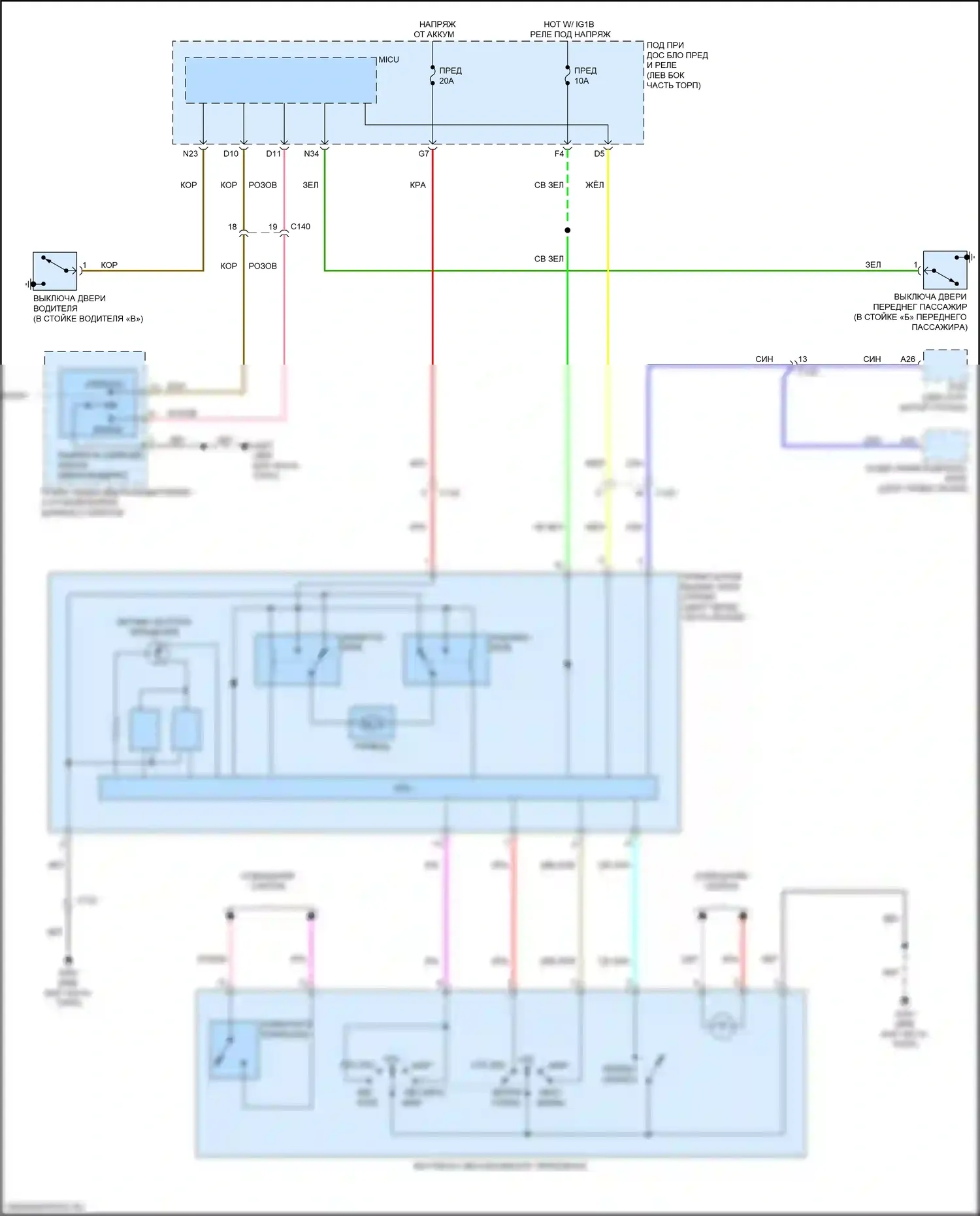 HR-V Honda II рестайлинг (2018-2022): Электросхема складной крыши/люка 