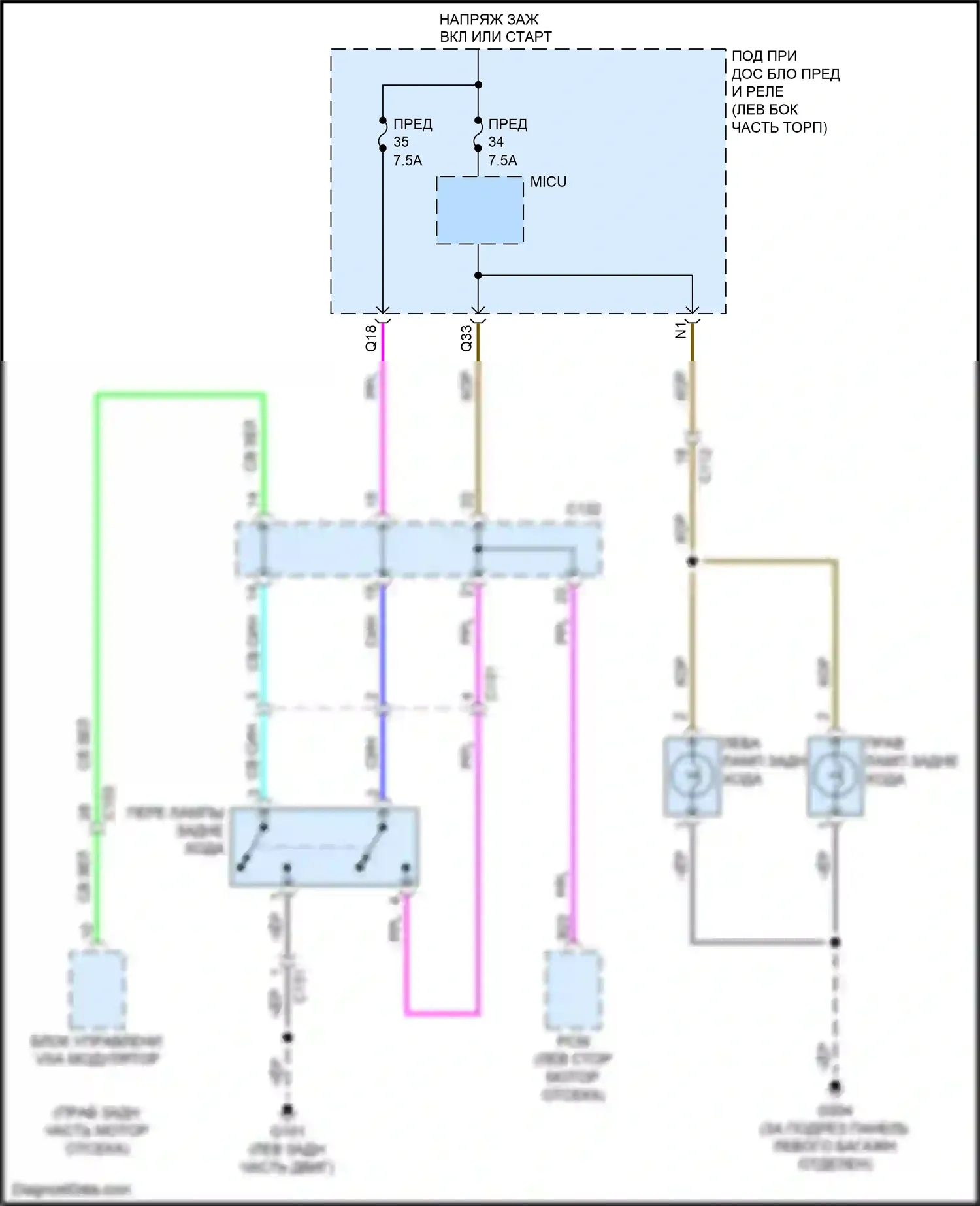 HR-V Honda II (2015-2018): Электросхема резервных ламп, мкп 