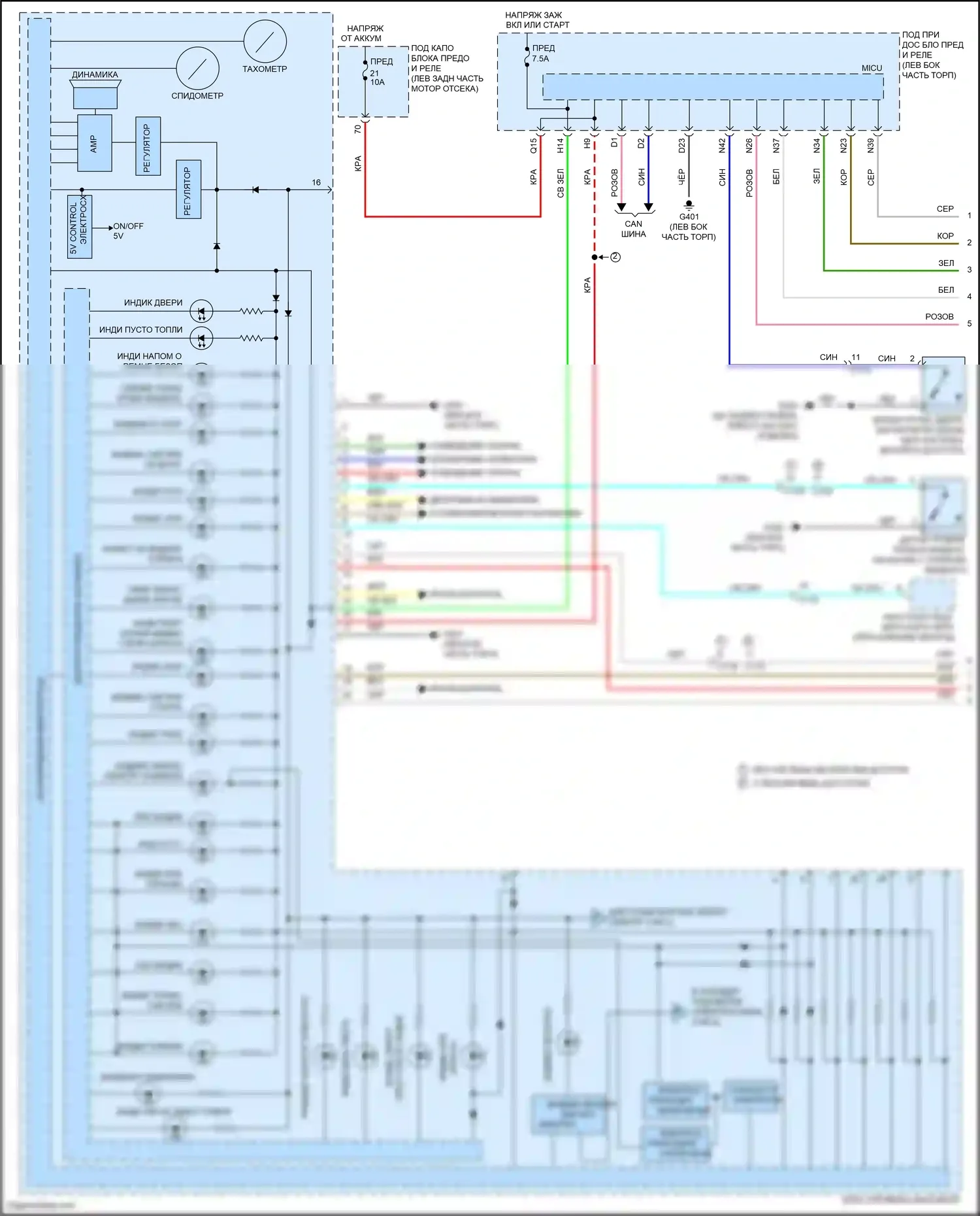 HR-V Honda II (2015-2018): Электросхема приборной панели (1 из 3) 