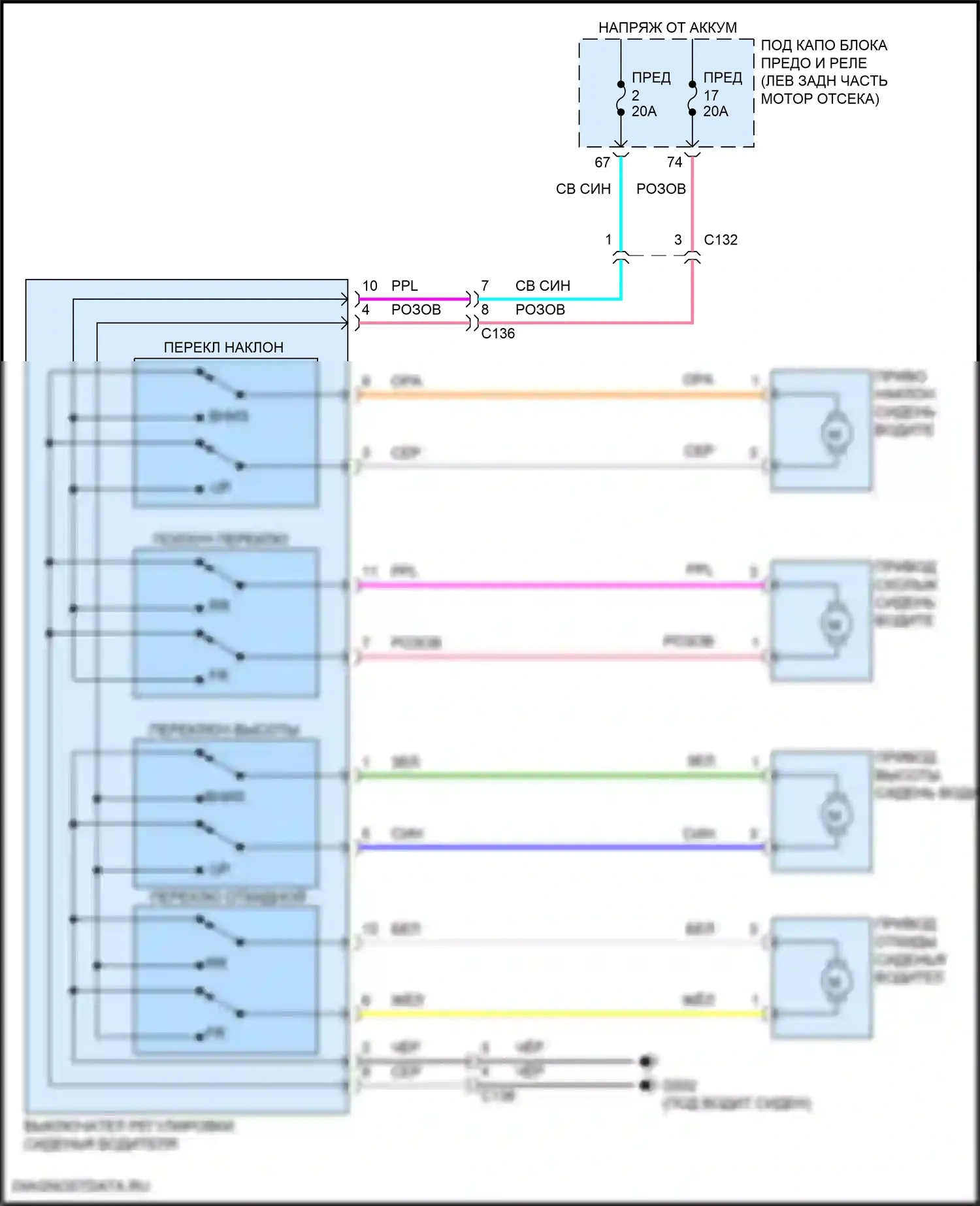 HR-V Honda RV (2021-2024): Питание водительского сиденья электросхема 