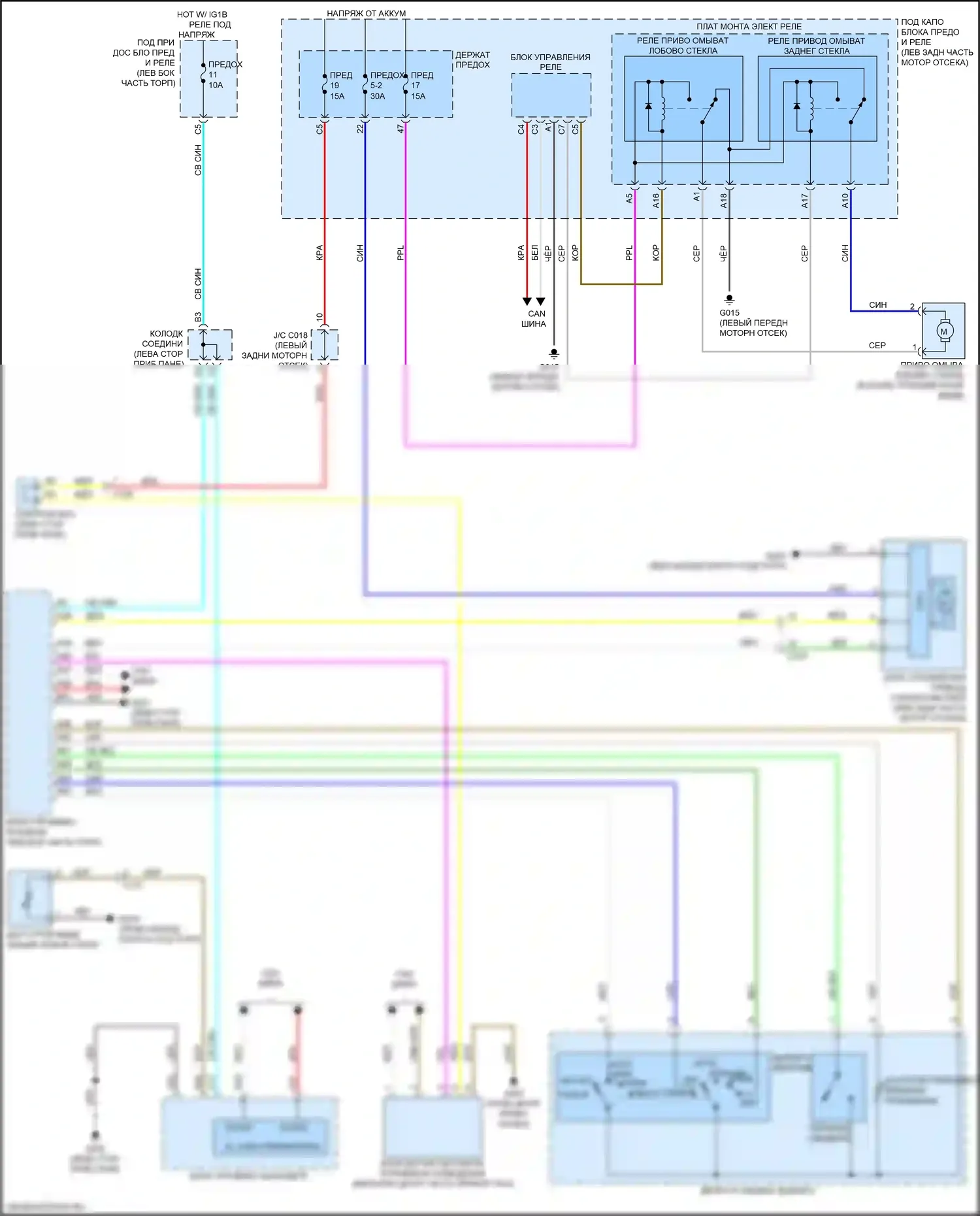 HR-V Honda RZ (2022-2024): Электросхема передних дворников и омывателей 
