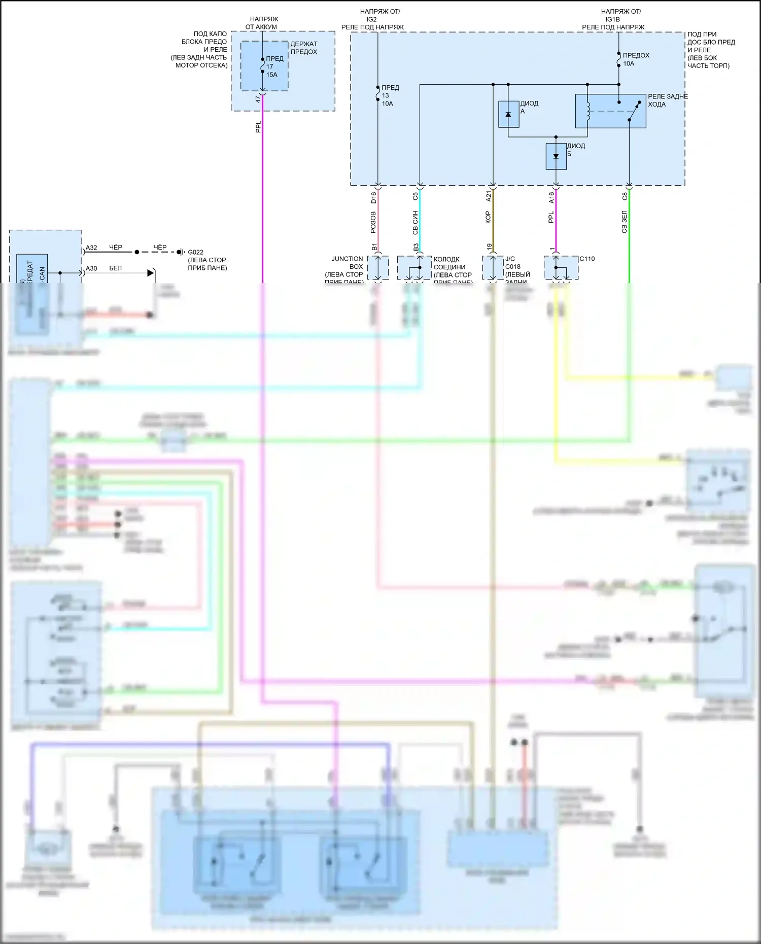 HR-V Honda RZ (2022-2024): Электросхема задних дворников и омывателей 