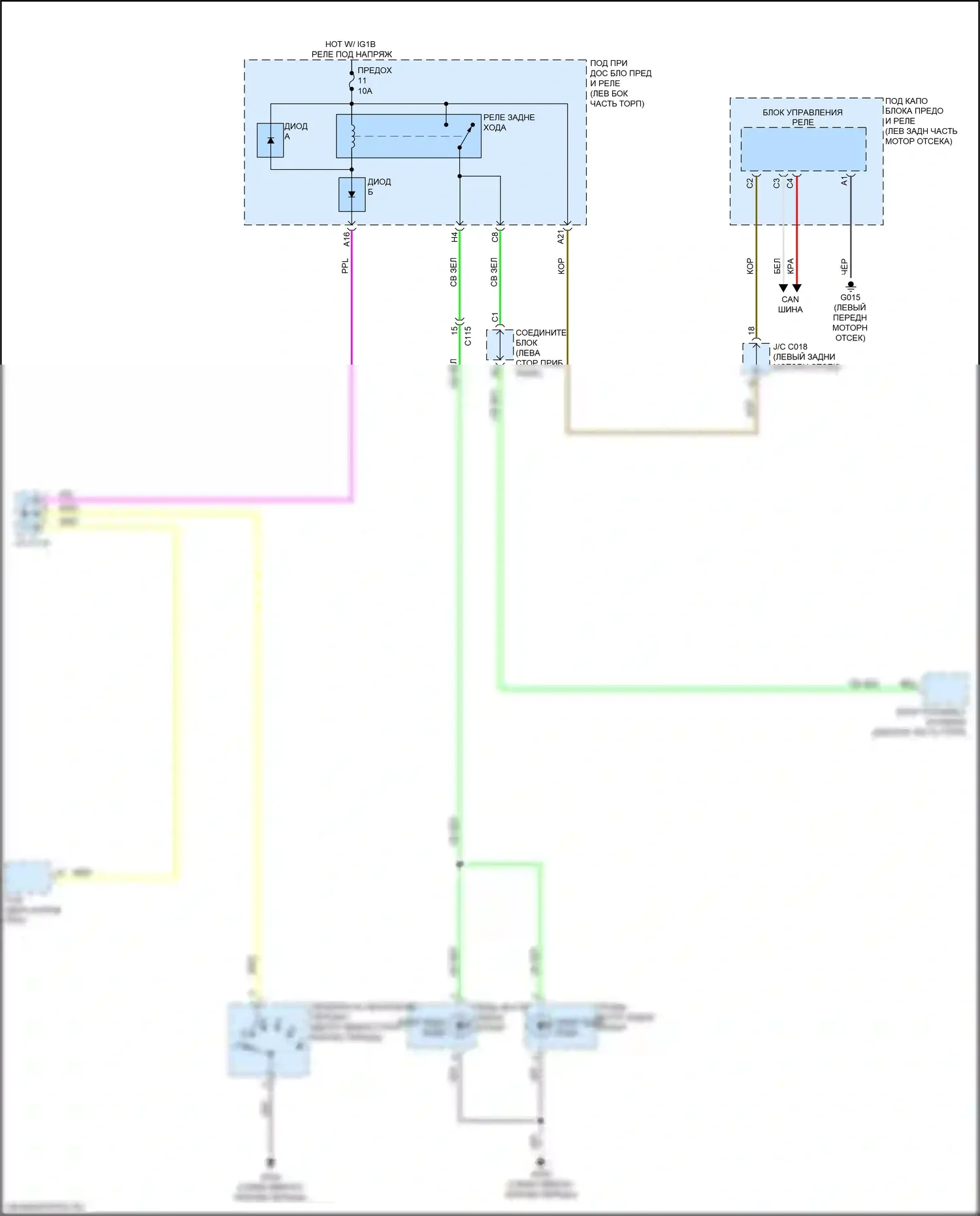HR-V Honda RZ (2022-2024): Электросхема фонарей заднего хода 