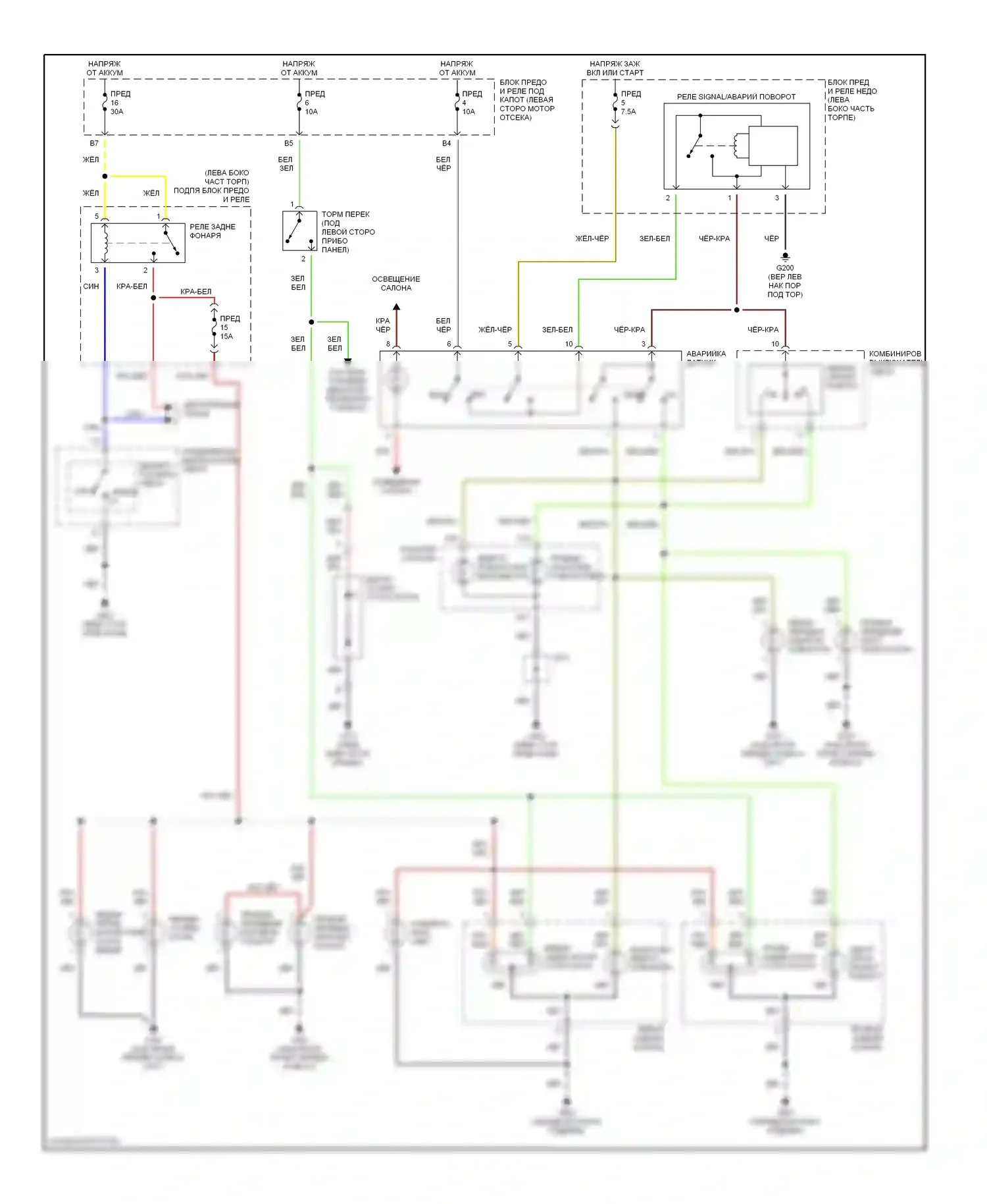Insight Honda ZE1 (1999-2006): Электросхема фар и фонарей 