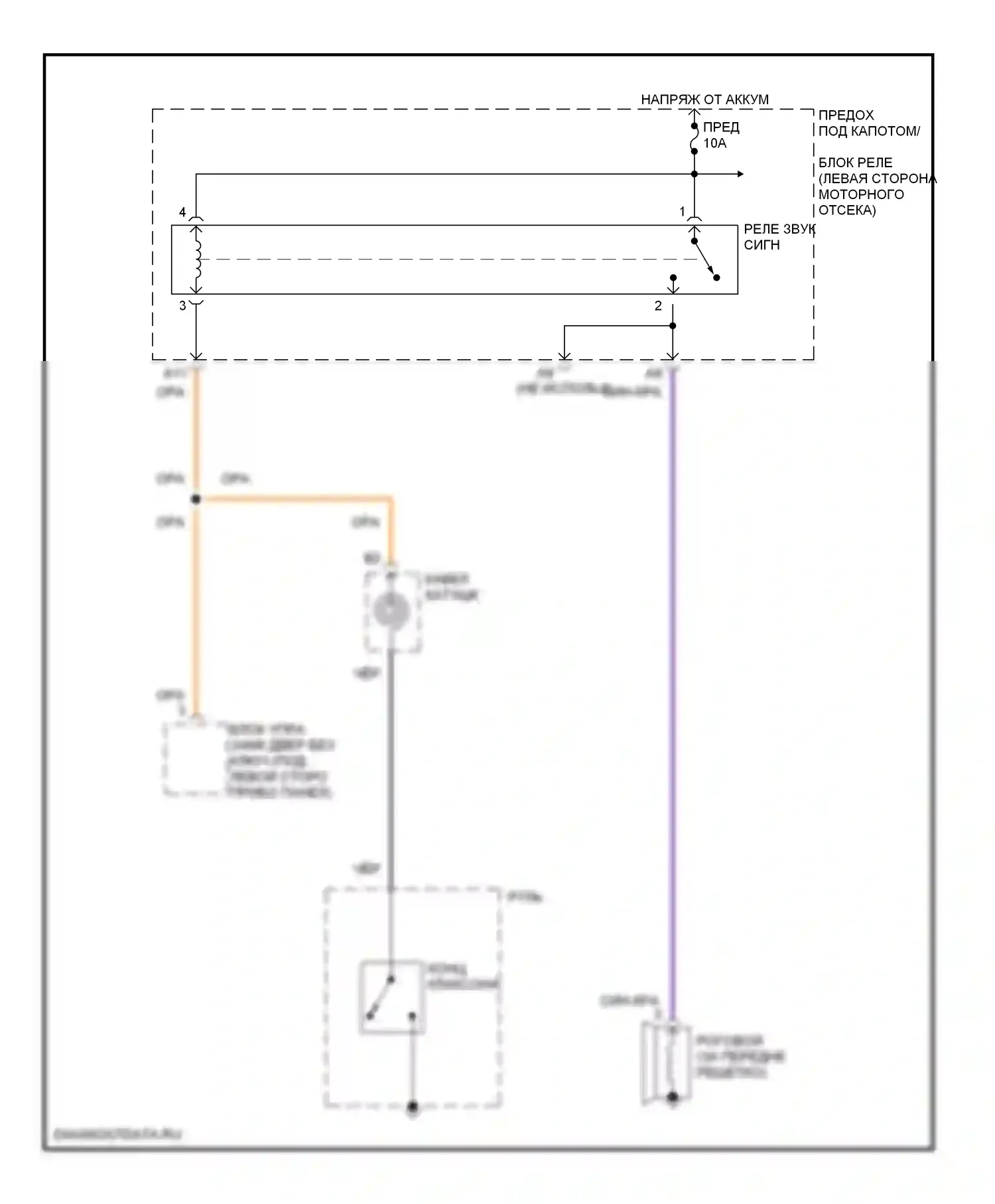 Insight Honda ZE1 (1999-2006): Электросхема клаксона 