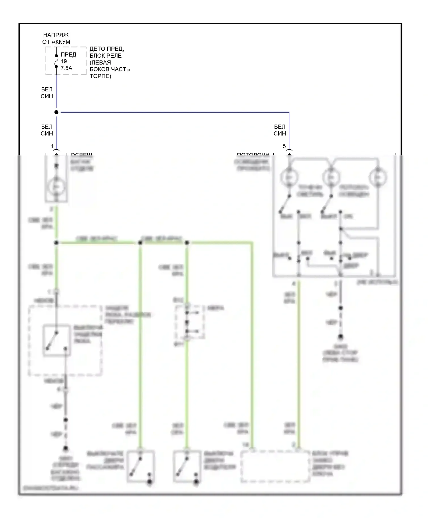 Insight Honda ZE1 (1999-2006): Электросхема освещения салона 