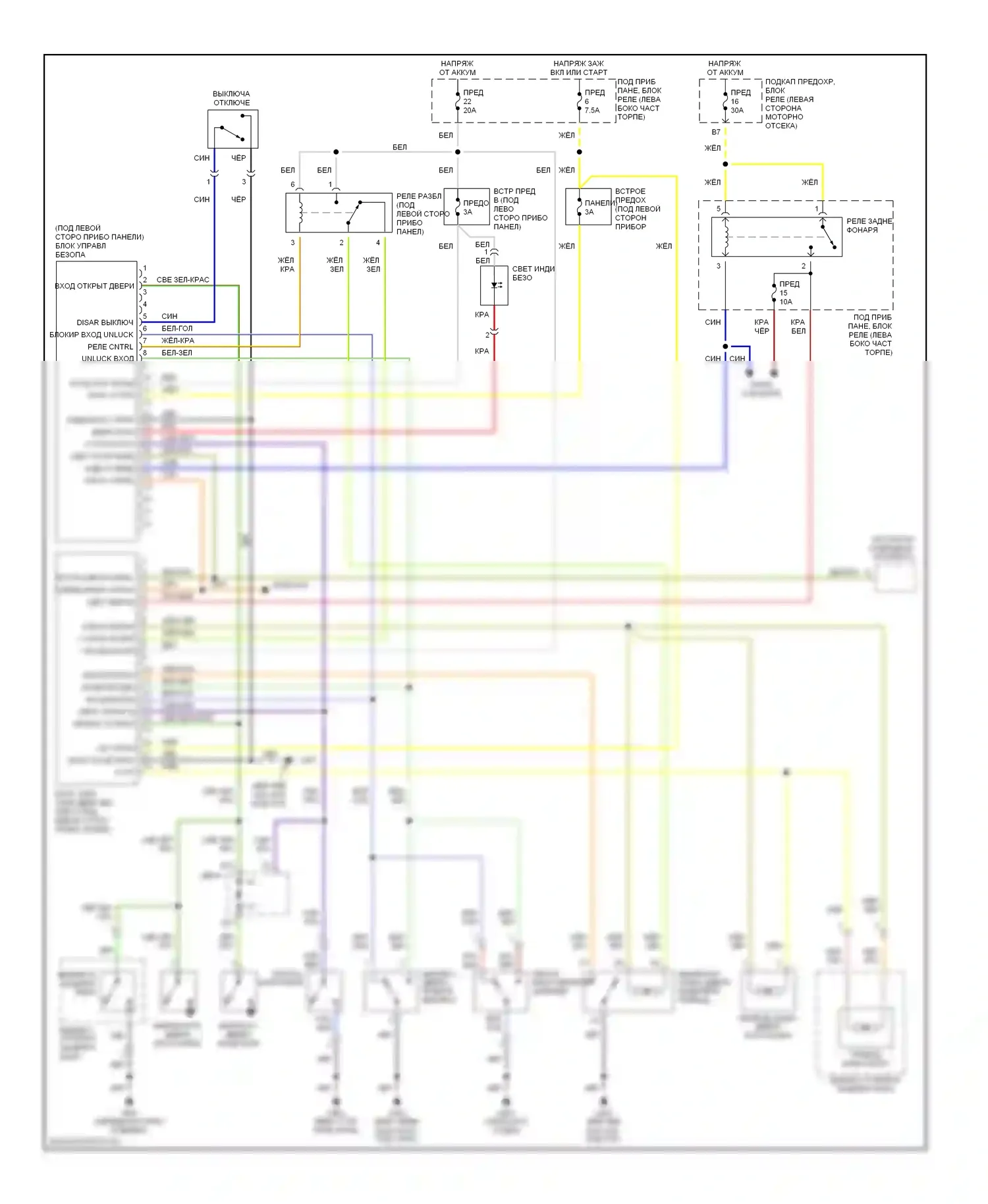 Insight Honda ZE1 (1999-2006): Электросхема центрального замка, с сигнализацией 