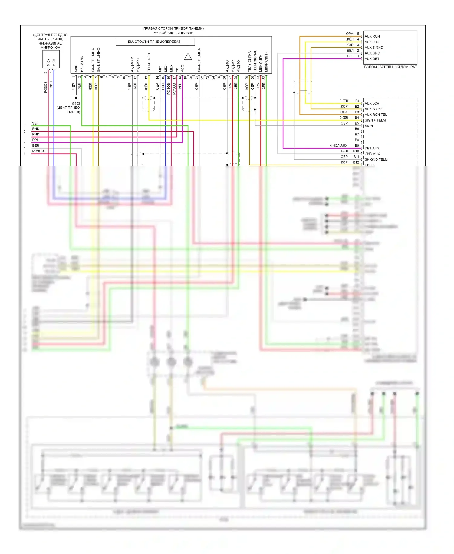 Insight Honda ZE2 рестайлинг (2011-2014): Электросхема магнитолы, с навигацией (2 из 2) 
