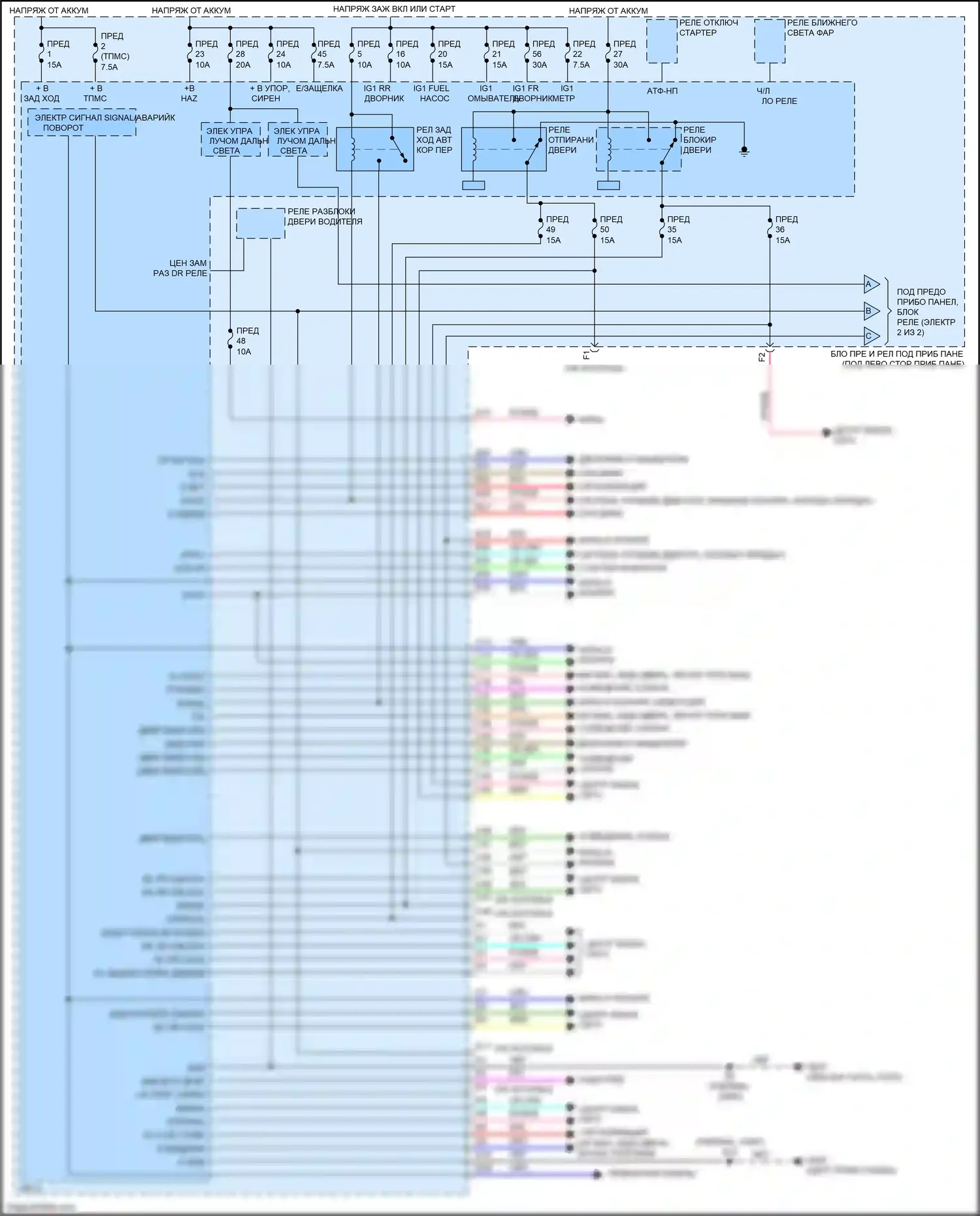 Insight Honda ZE2 рестайлинг (2011-2014): Электросхема блоков управления кузовом (1 из 2) 