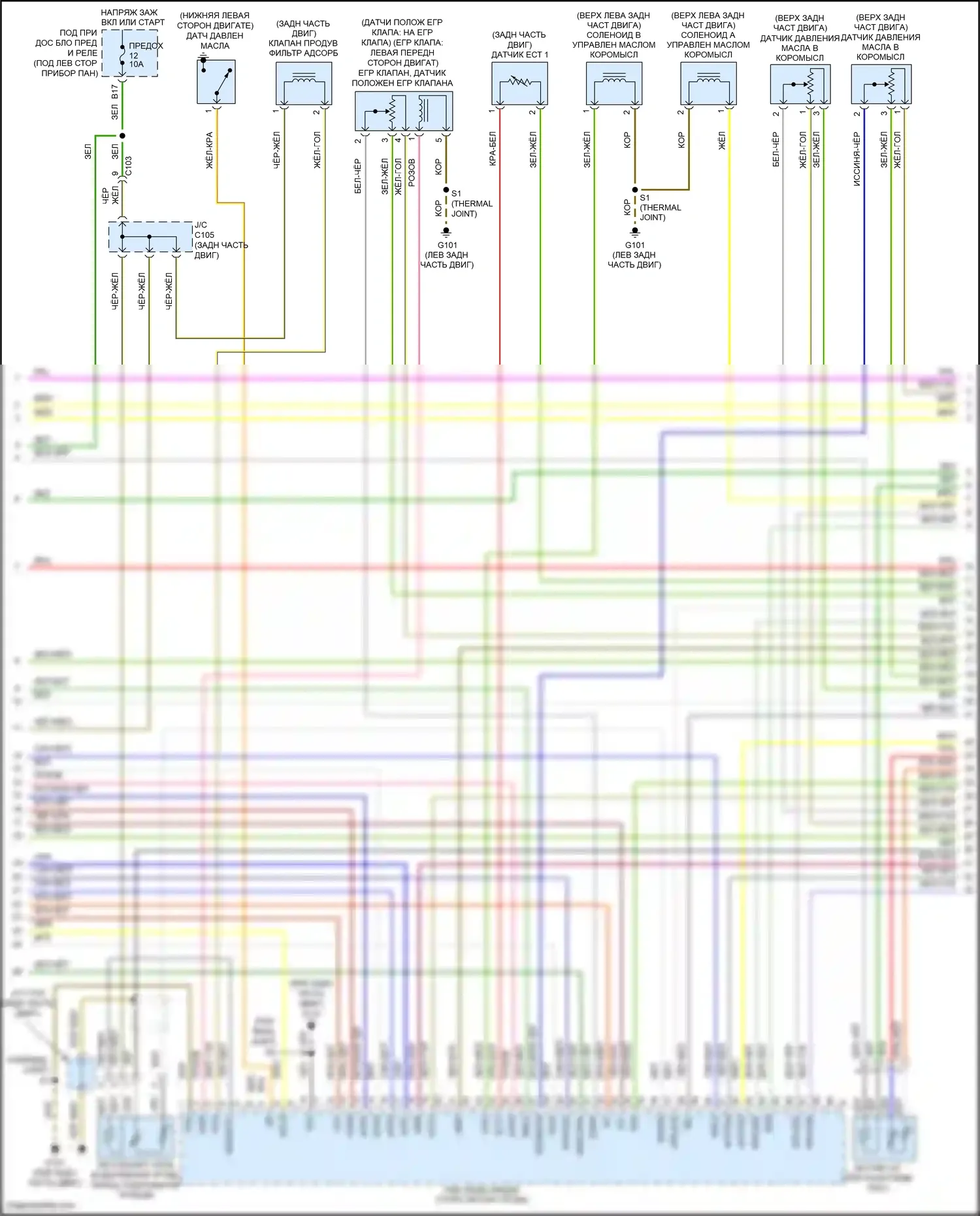 Insight Honda ZE2 рестайлинг (2011-2014): Электросхема двигатель 1.3л гибрид, электросхема органов управления двигателем (3 из 5) 