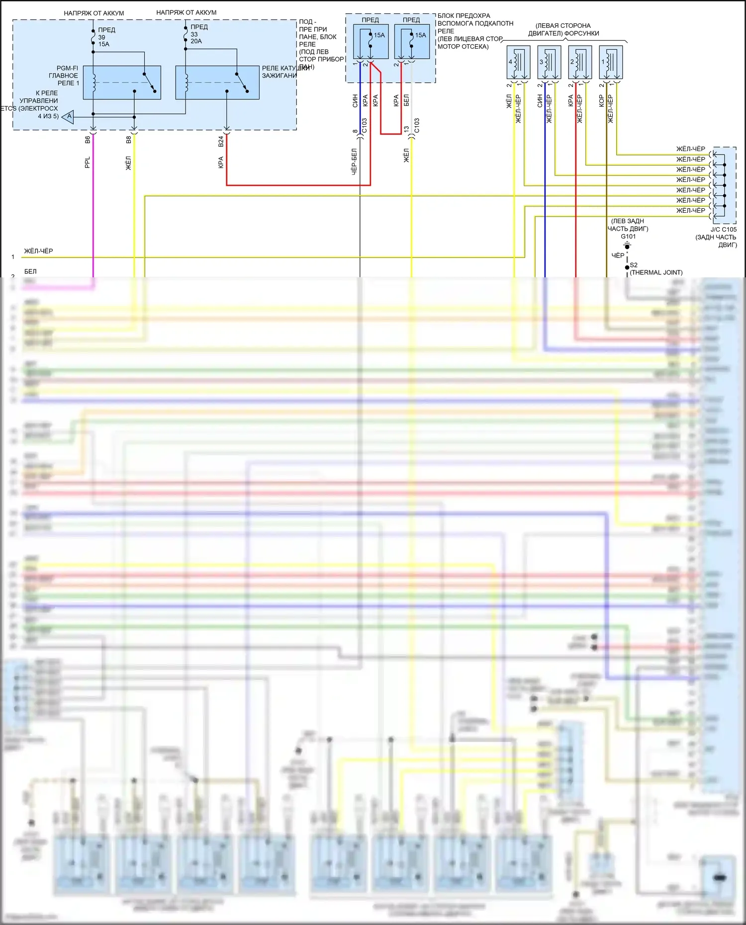Insight Honda ZE2 рестайлинг (2011-2014): Электросхема двигатель 1.3л гибрид, электросхема органов управления двигателем (5 из 5) 