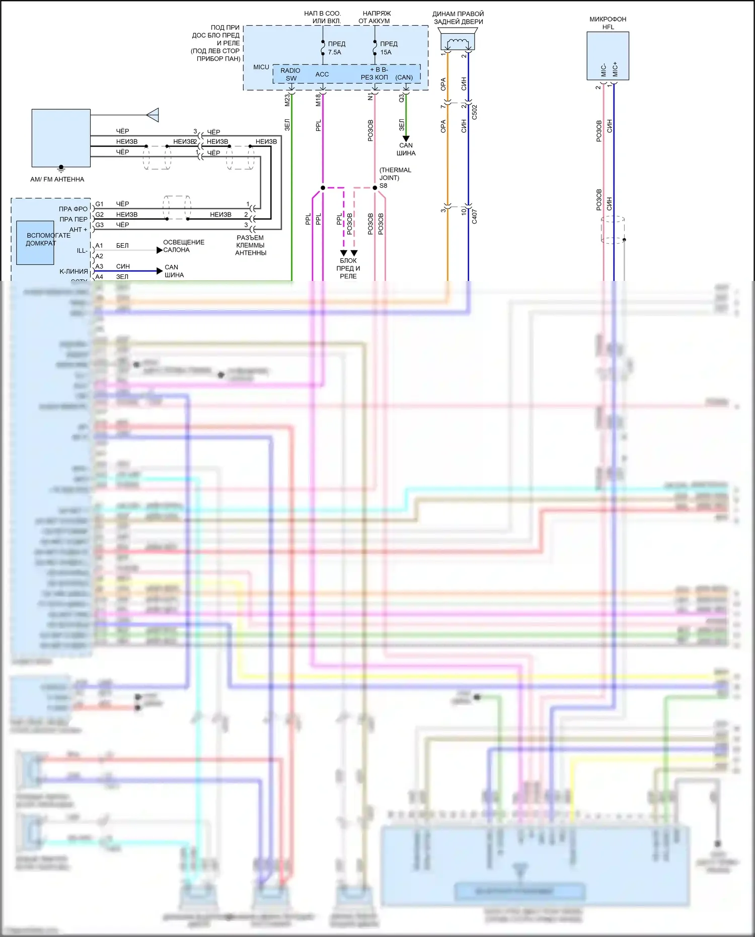 Insight Honda ZE2 рестайлинг (2011-2014): Электросхема радиосети, ex и lx без навигации (1 из 2) 