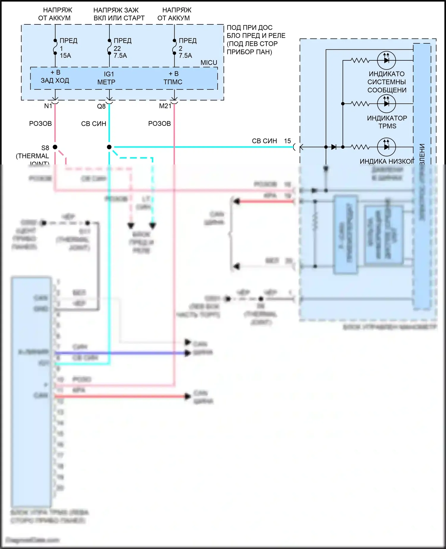 Insight Honda ZE2 рестайлинг (2011-2014): Электросхема контроля давления в шинах 