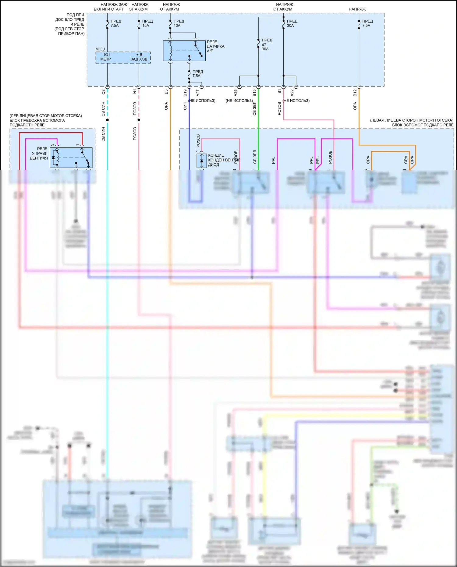 Insight Honda ZE2 рестайлинг (2011-2014): Электросхема вентилятора охлаждения 