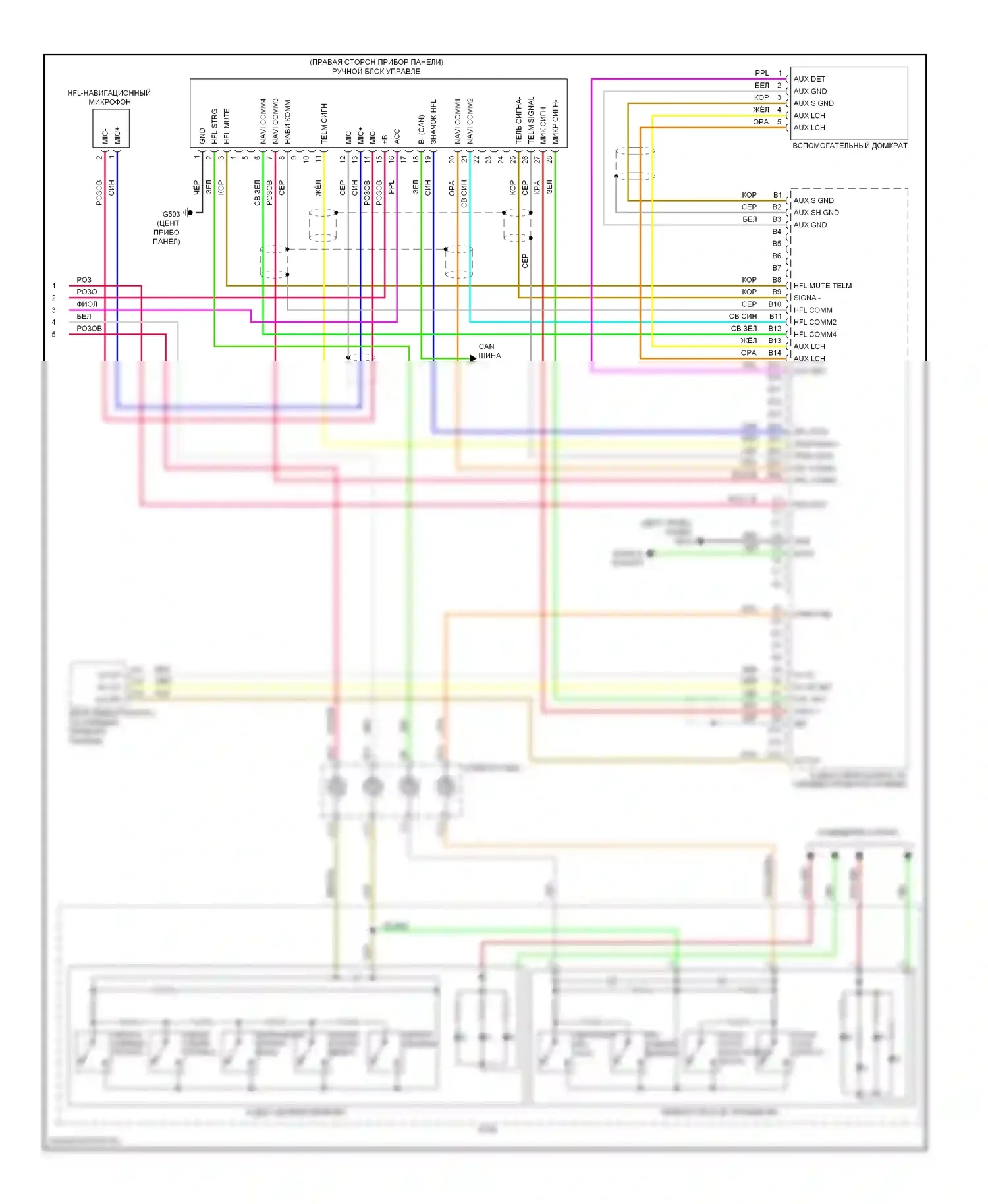 Insight Honda ZE2 (2009-2011): Электросхема магнитолы, с навигацией (2 из 2) 