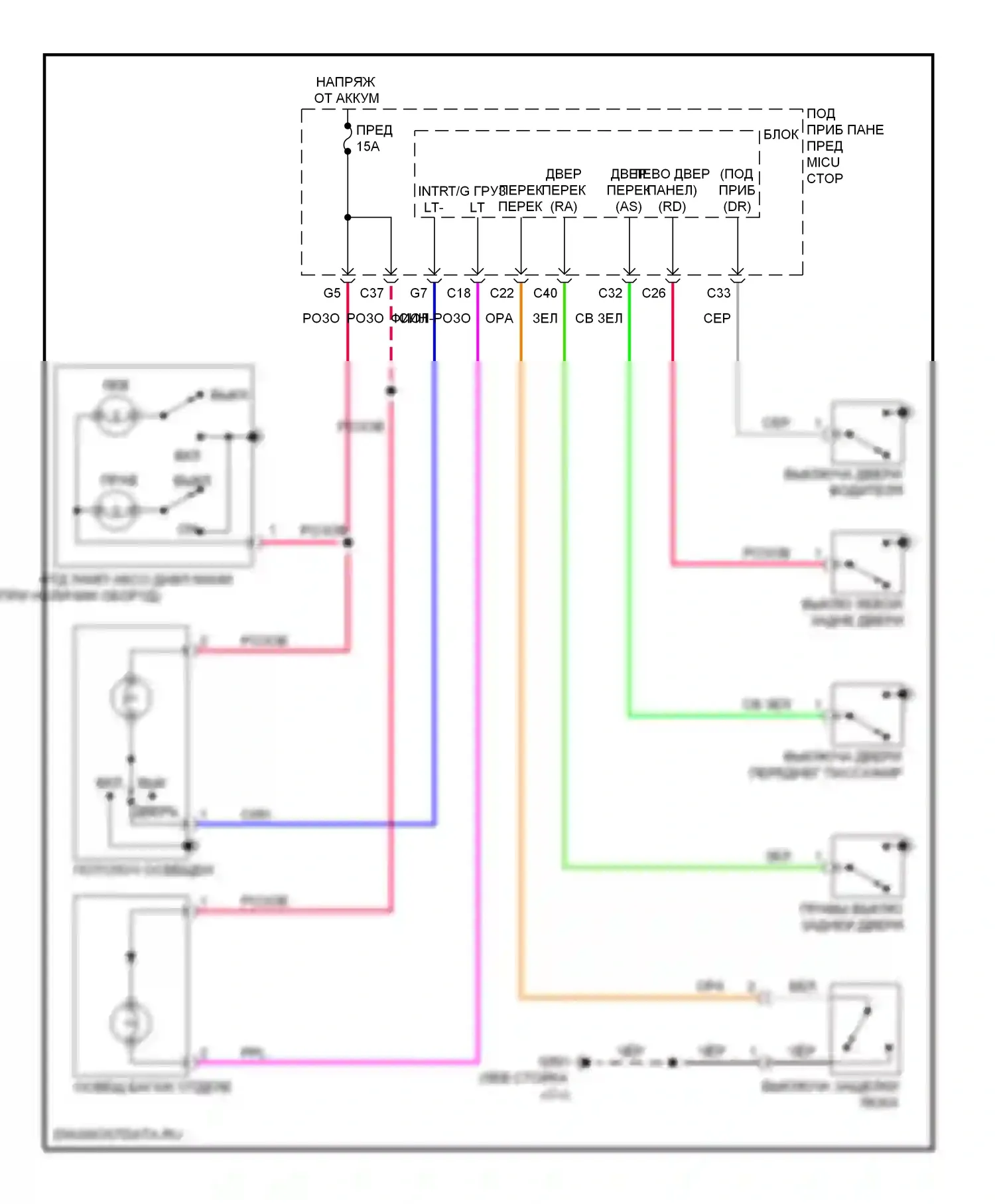 Insight Honda ZE2 (2009-2011): Электросхема освещения салона 