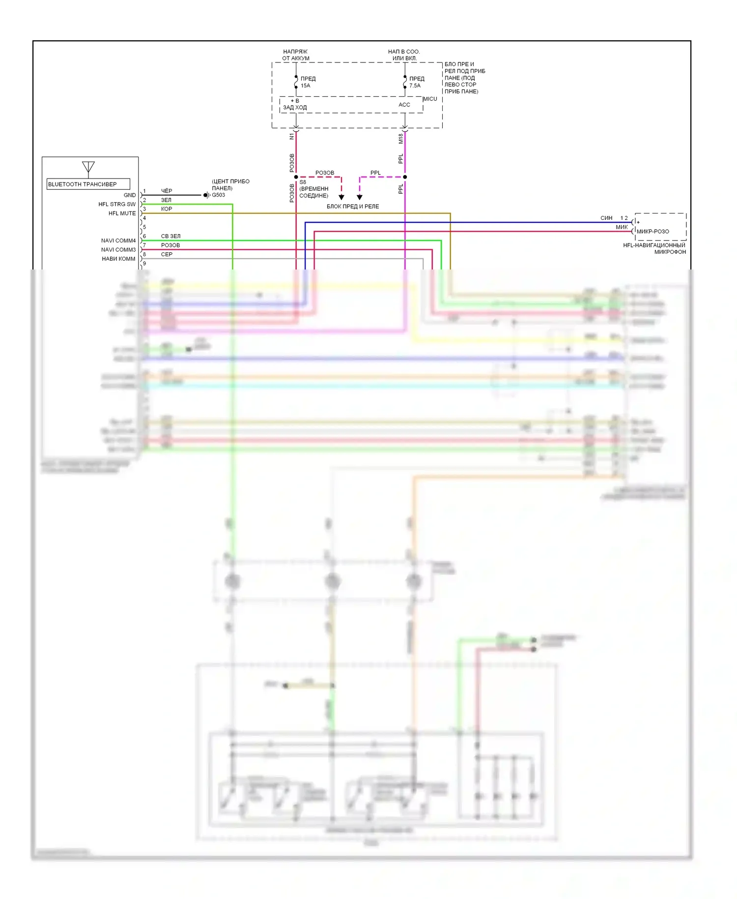 Insight Honda ZE2 (2009-2011): Электросхема блока громкоговорящей связи, кроме аксессуара honda 
