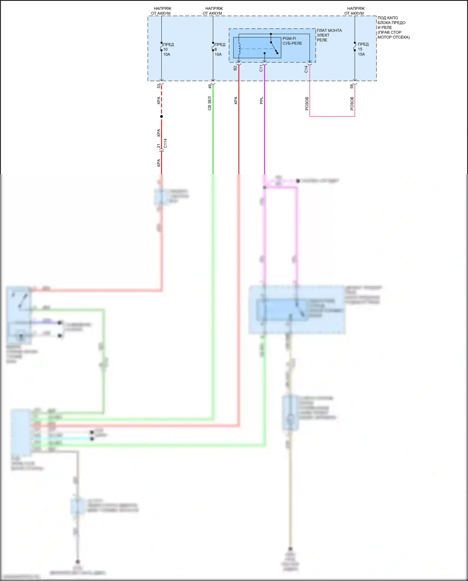 Insight Honda ZE4 (2018-2024): Электросхема открытия лючка топливного бака 